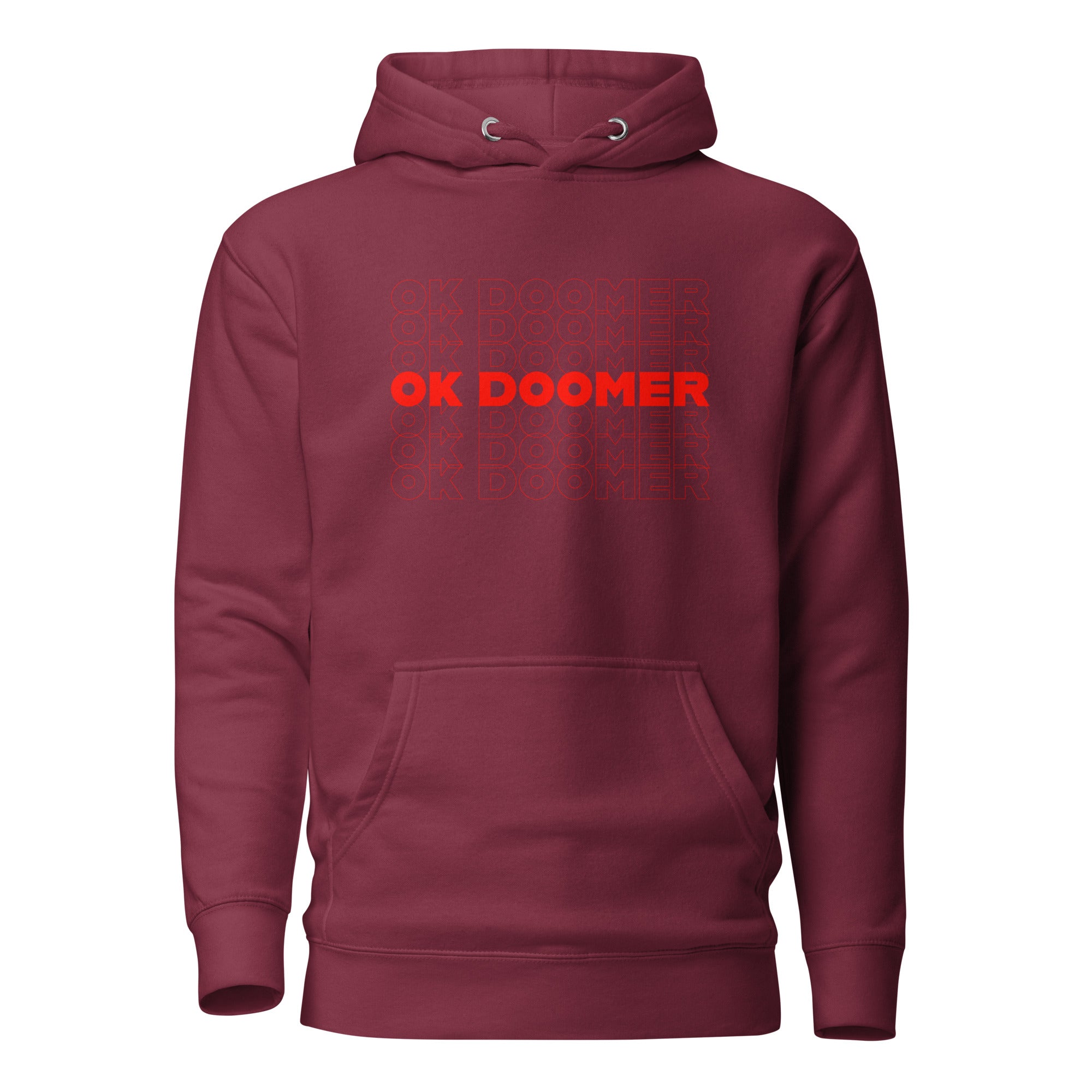 OK DOOMER - Premium Hoodie - Maroon - The Philosopher's Shirt