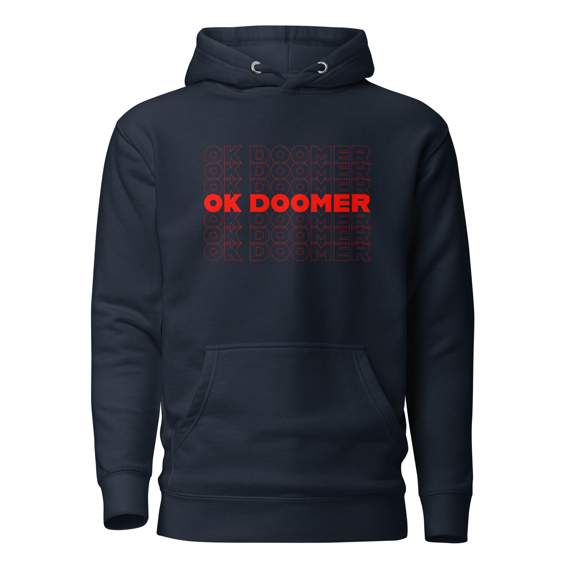 OK DOOMER - Premium Hoodie - Navy Blazer - The Philosopher's Shirt