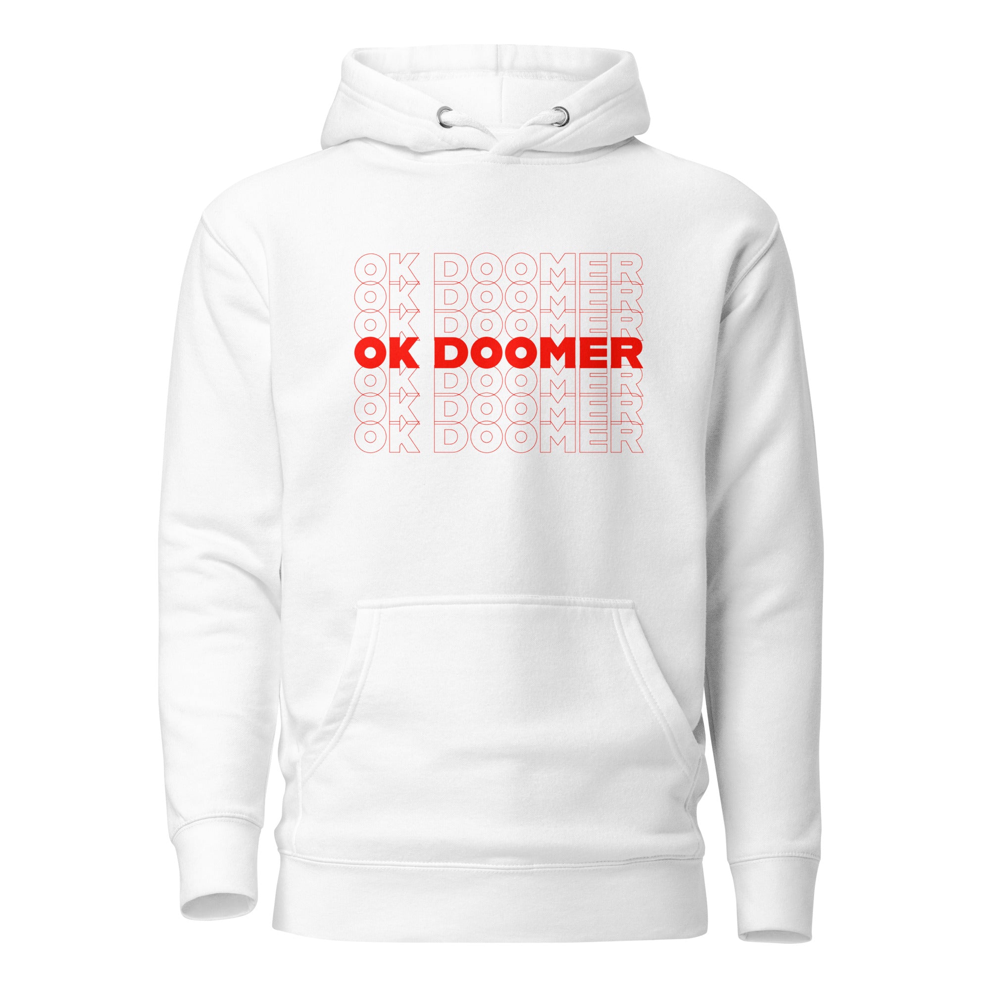 OK DOOMER - Premium Hoodie - White - The Philosopher's Shirt