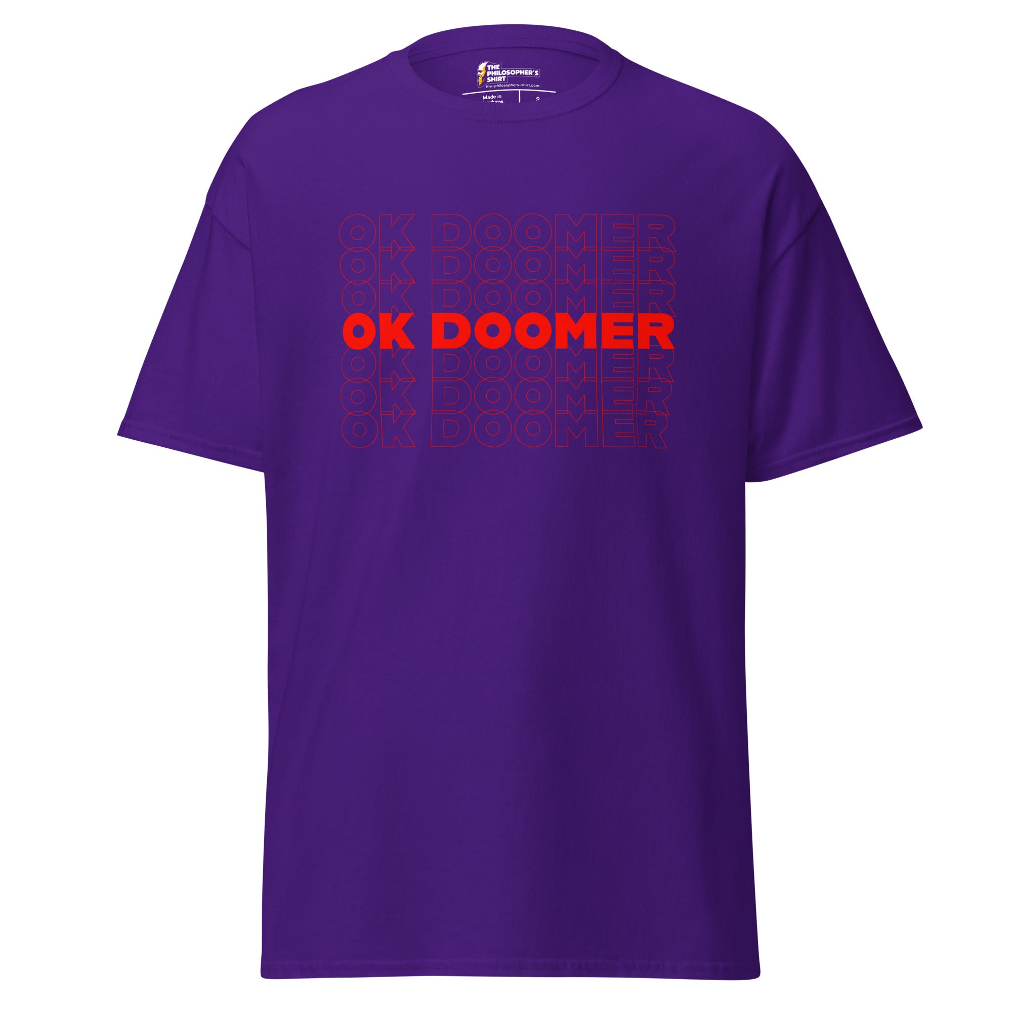 OK DOOMER - Unisex Classic T-Shirt - Purple - The Philosopher's Shirt