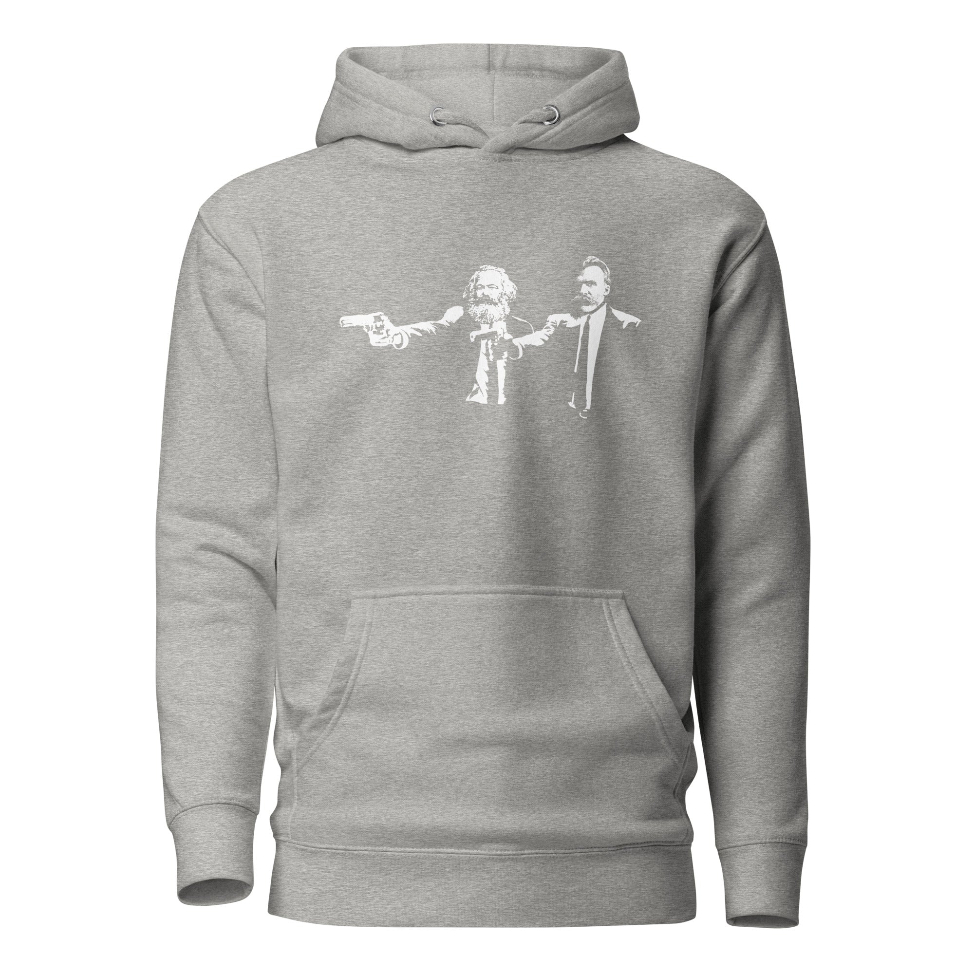Philo Fiction - Marx & Nietzsche - Premium Hoodie - Carbon Grey - The Philosopher's Shirt