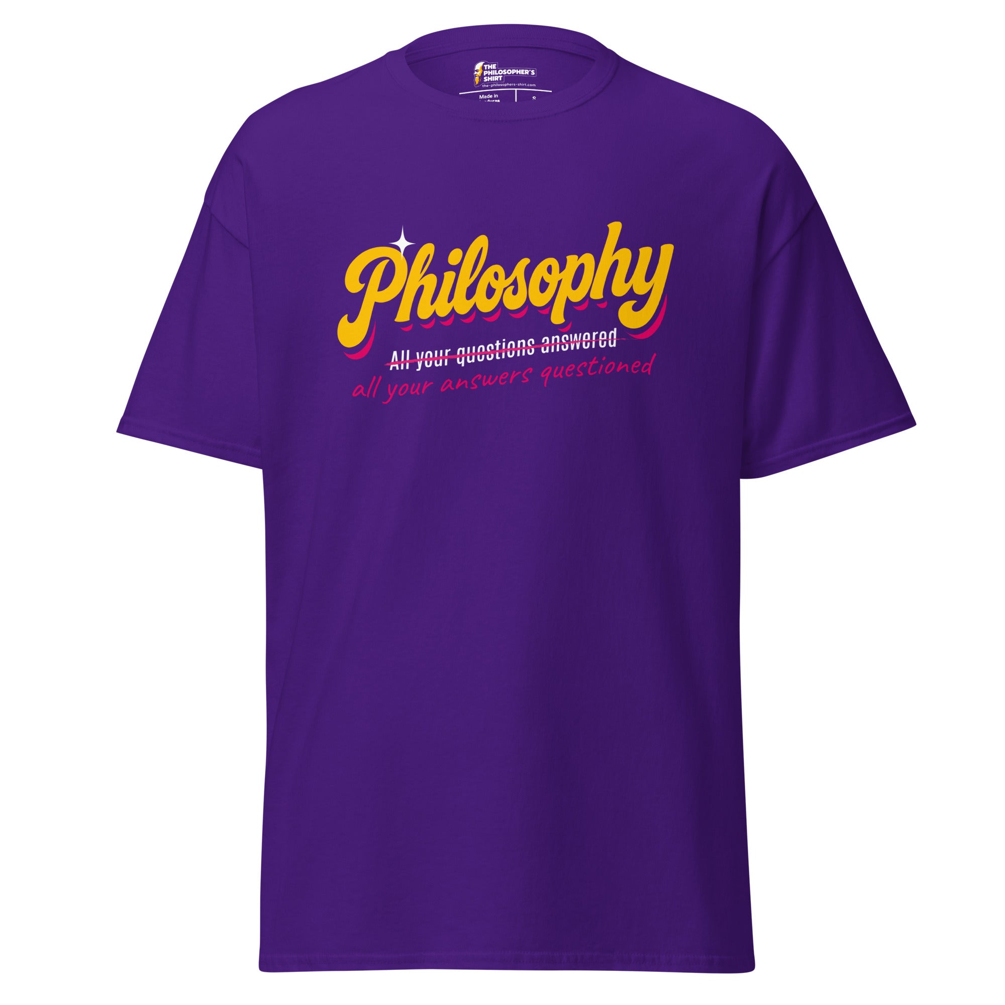 Philosophy: All your answers questioned - Unisex Classic T-Shirt - Purple - The Philosopher's Shirt