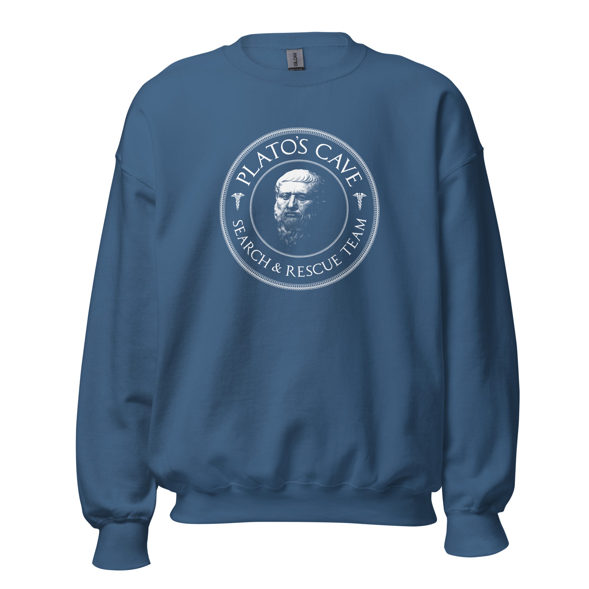Plato's Cave Search and Rescue Team - Sweatshirt - Indigo Blue - The Philosopher's Shirt