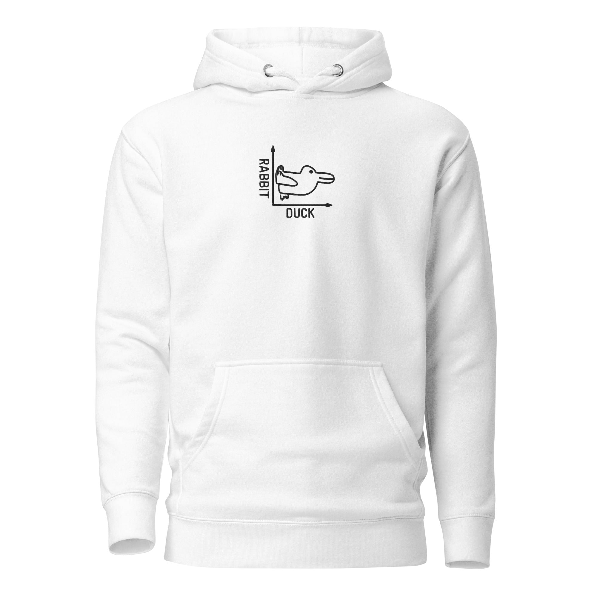 Rabbit-Duck - Embroidered - Premium Hoodie - White - The Philosopher's Shirt