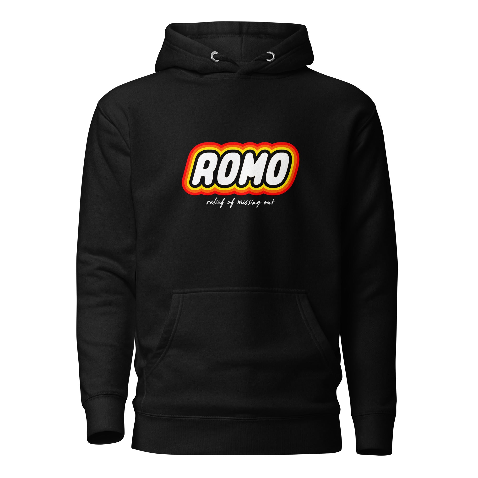 ROMO: Relief of missing out - Premium Hoodie - Black - The Philosopher's Shirt
