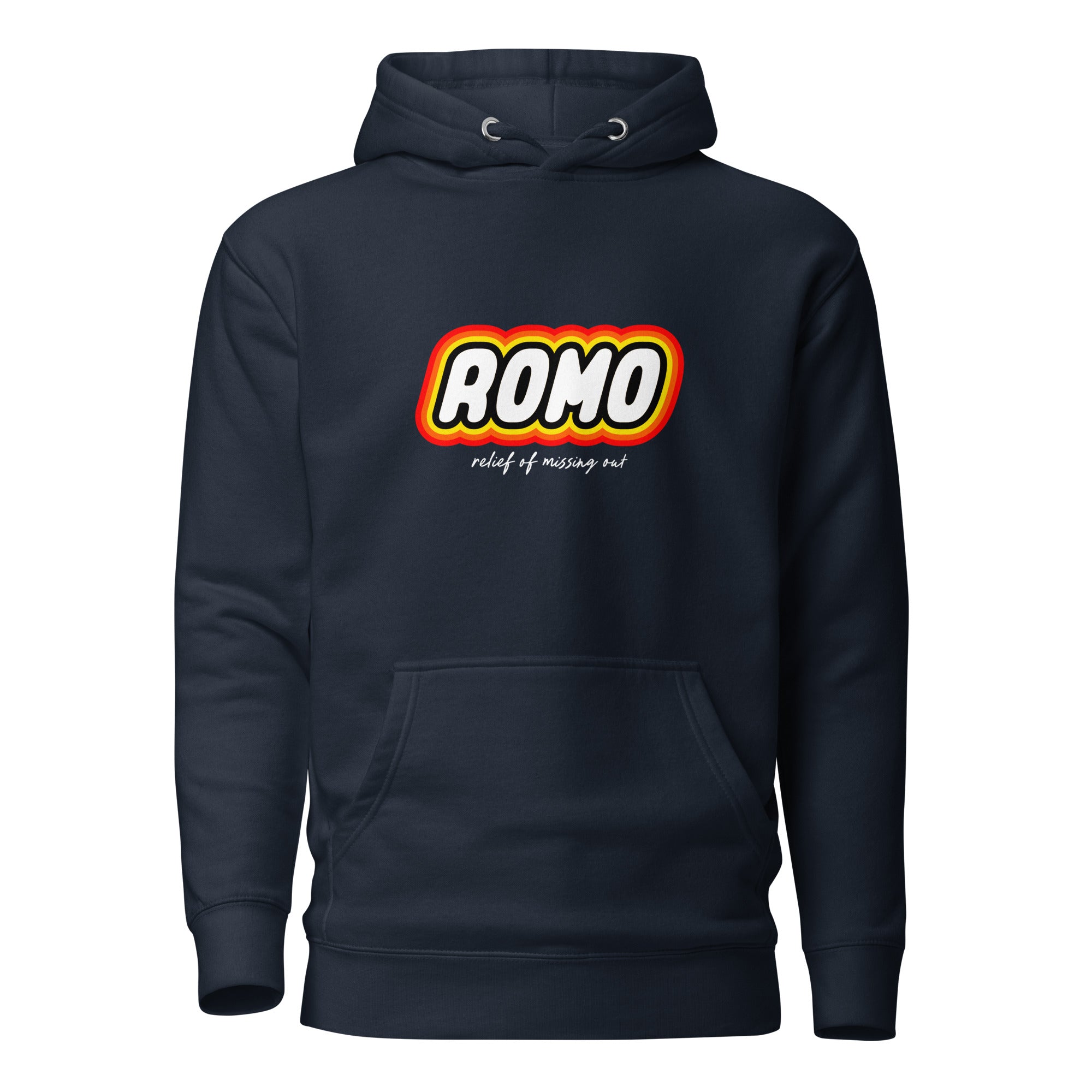 ROMO: Relief of missing out - Premium Hoodie - Navy Blazer - The Philosopher's Shirt