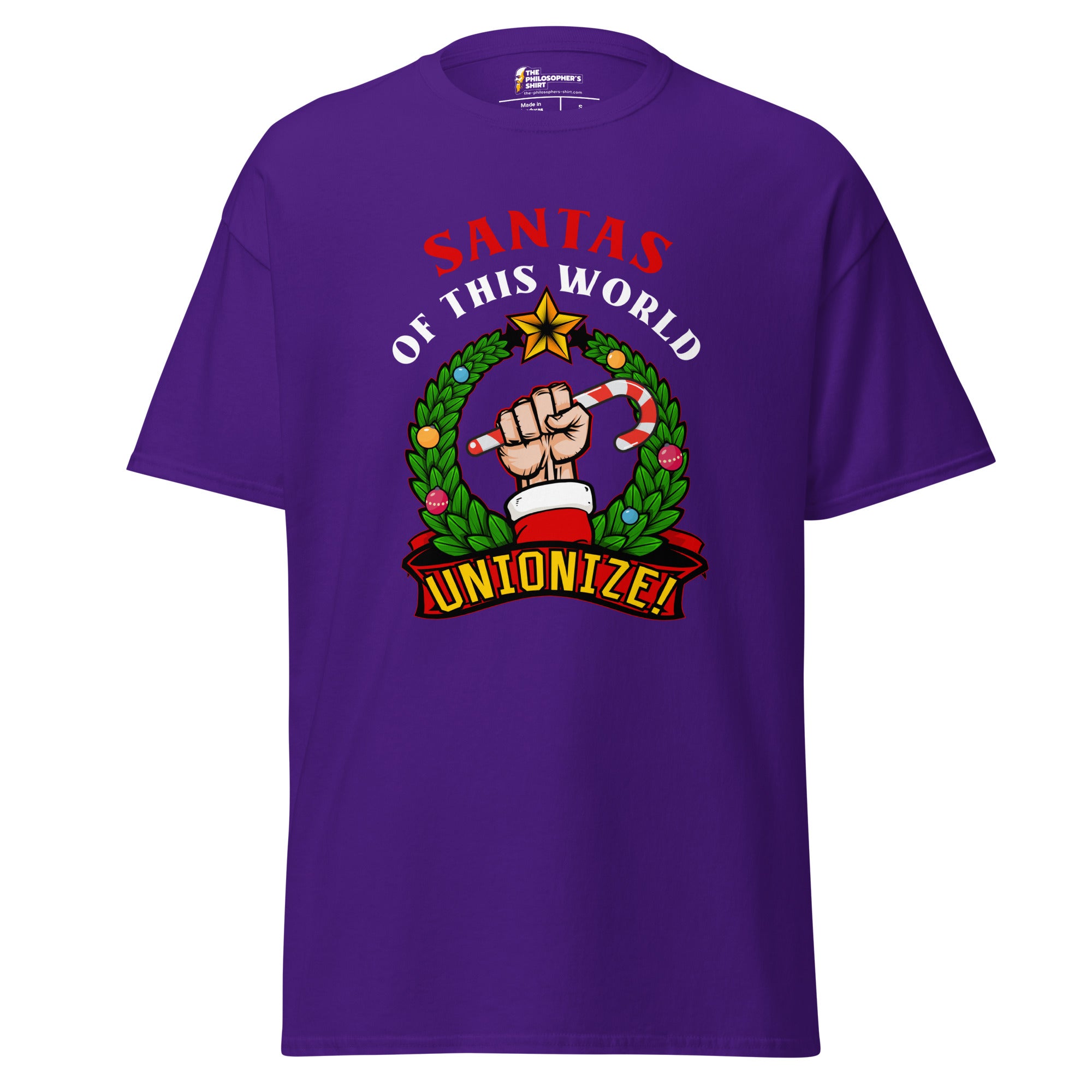 Santas of this world, Unionize! - Unisex Classic T-Shirt - Purple - The Philosopher's Shirt