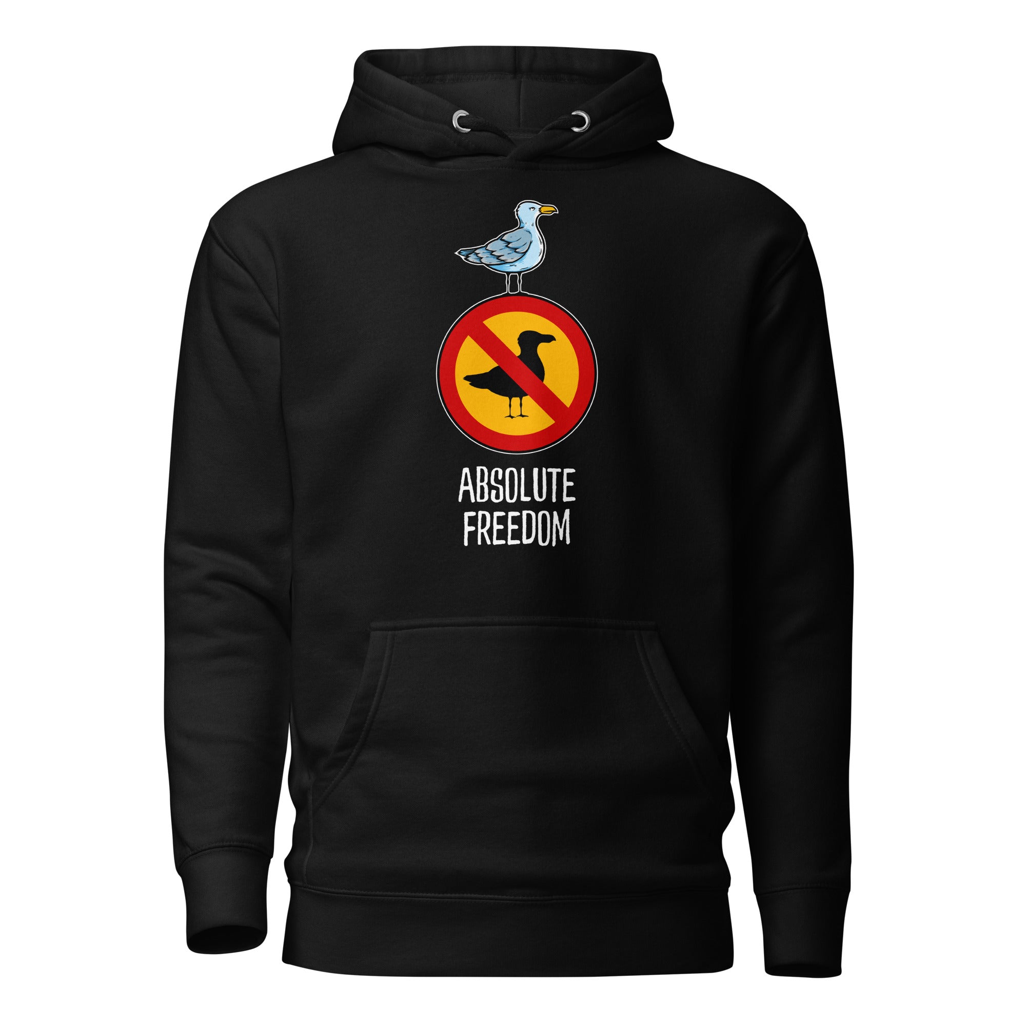 Sartre - Absolute Freedom Seagull - Premium Hoodie - Black - The Philosopher's Shirt