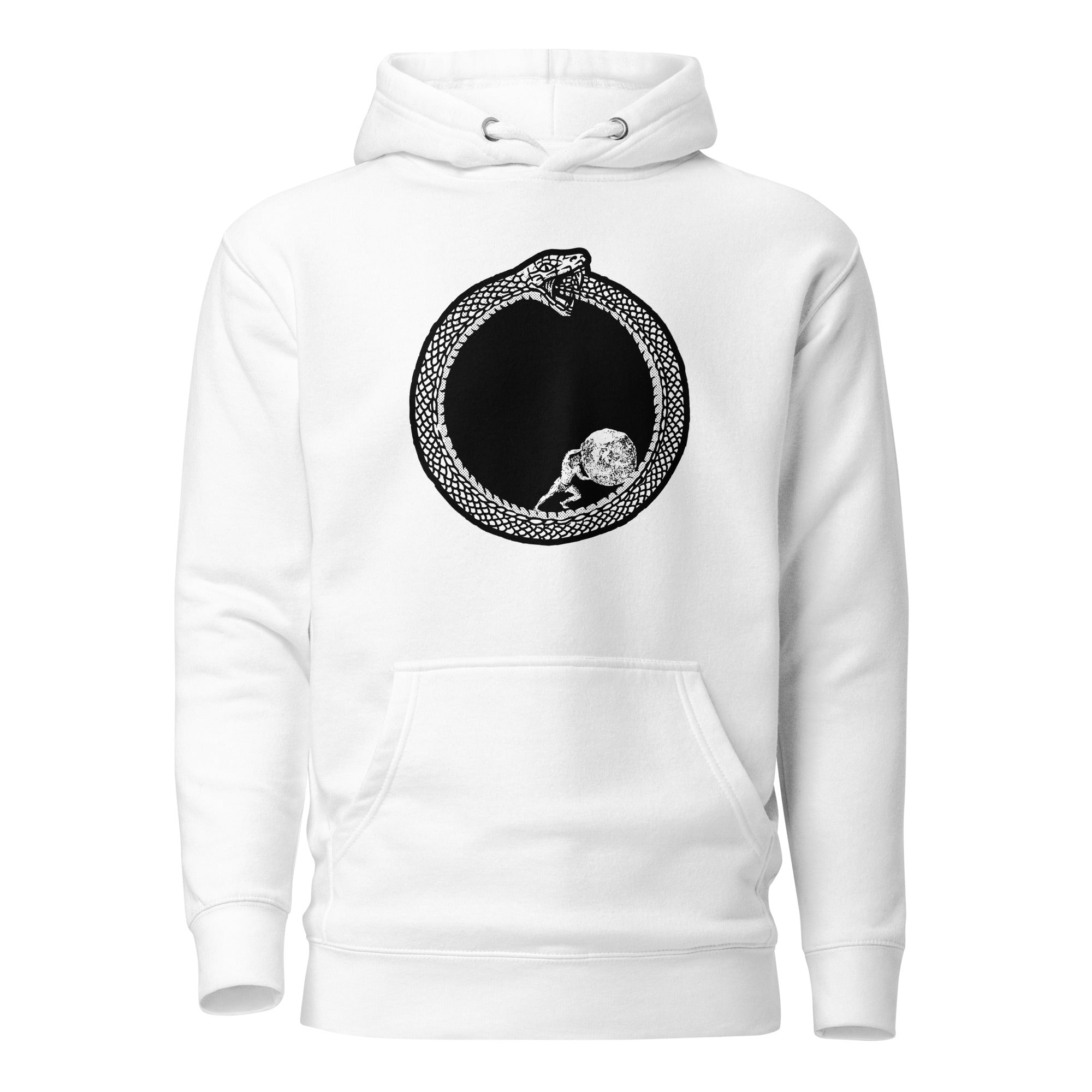 Sisyphus in Ouroboros - Premium Hoodie - White - The Philosopher's Shirt
