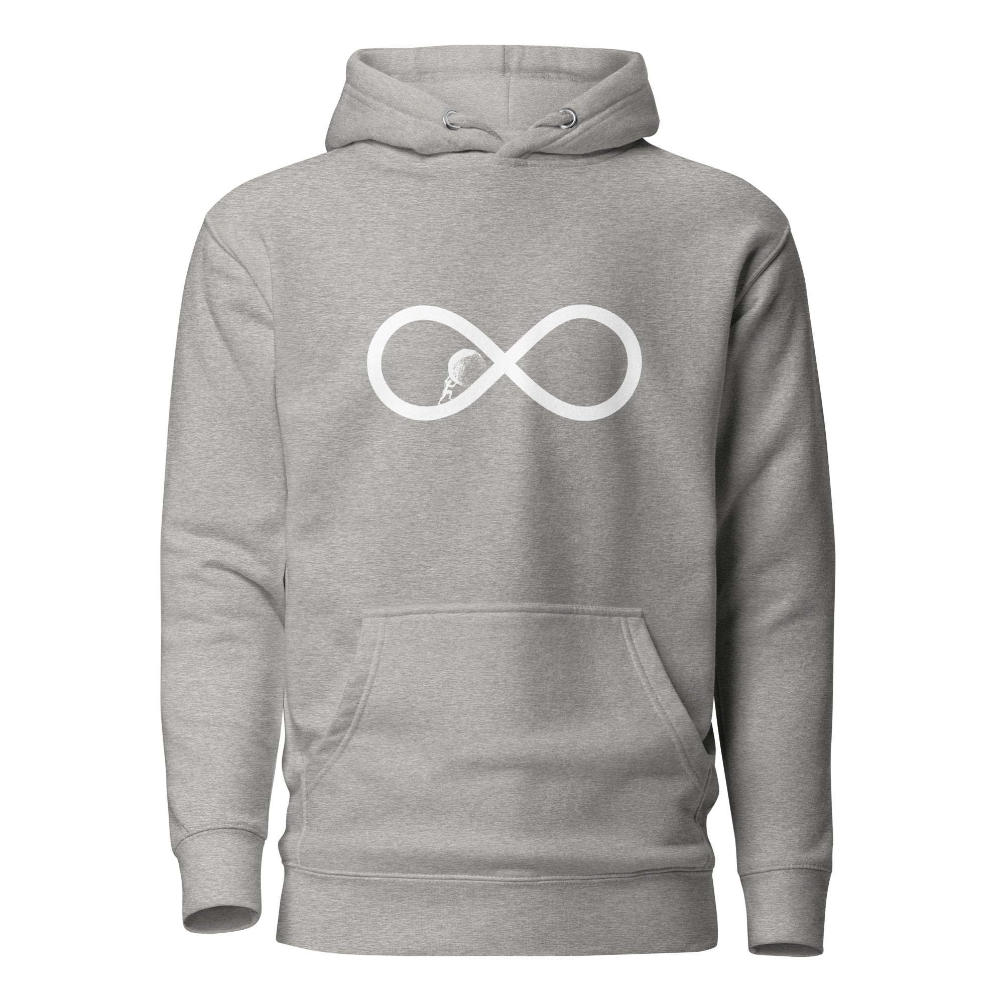 Sisyphus To Infinity - Premium Hoodie - Carbon Grey - The Philosopher's Shirt