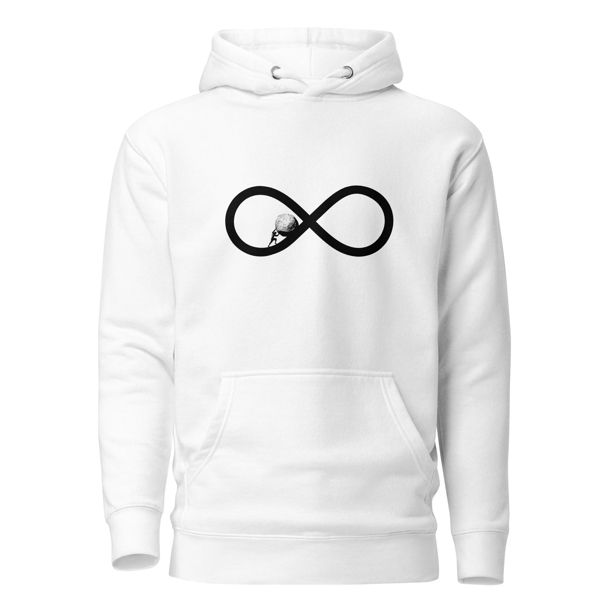 Sisyphus To Infinity - Premium Hoodie - White - The Philosopher's Shirt