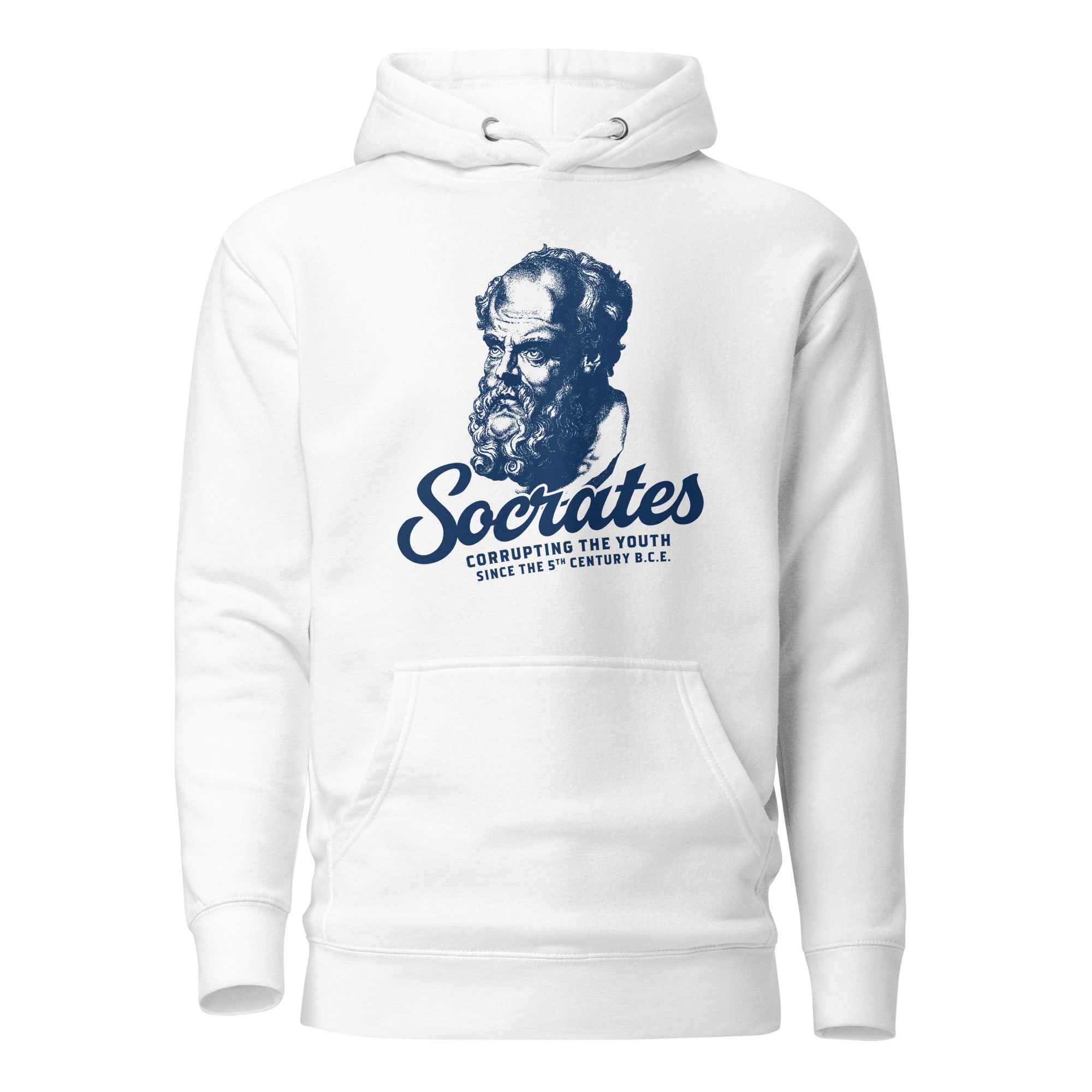 Socrates - Corrupting the youth - Premium Hoodie - White - The Philosopher's Shirt