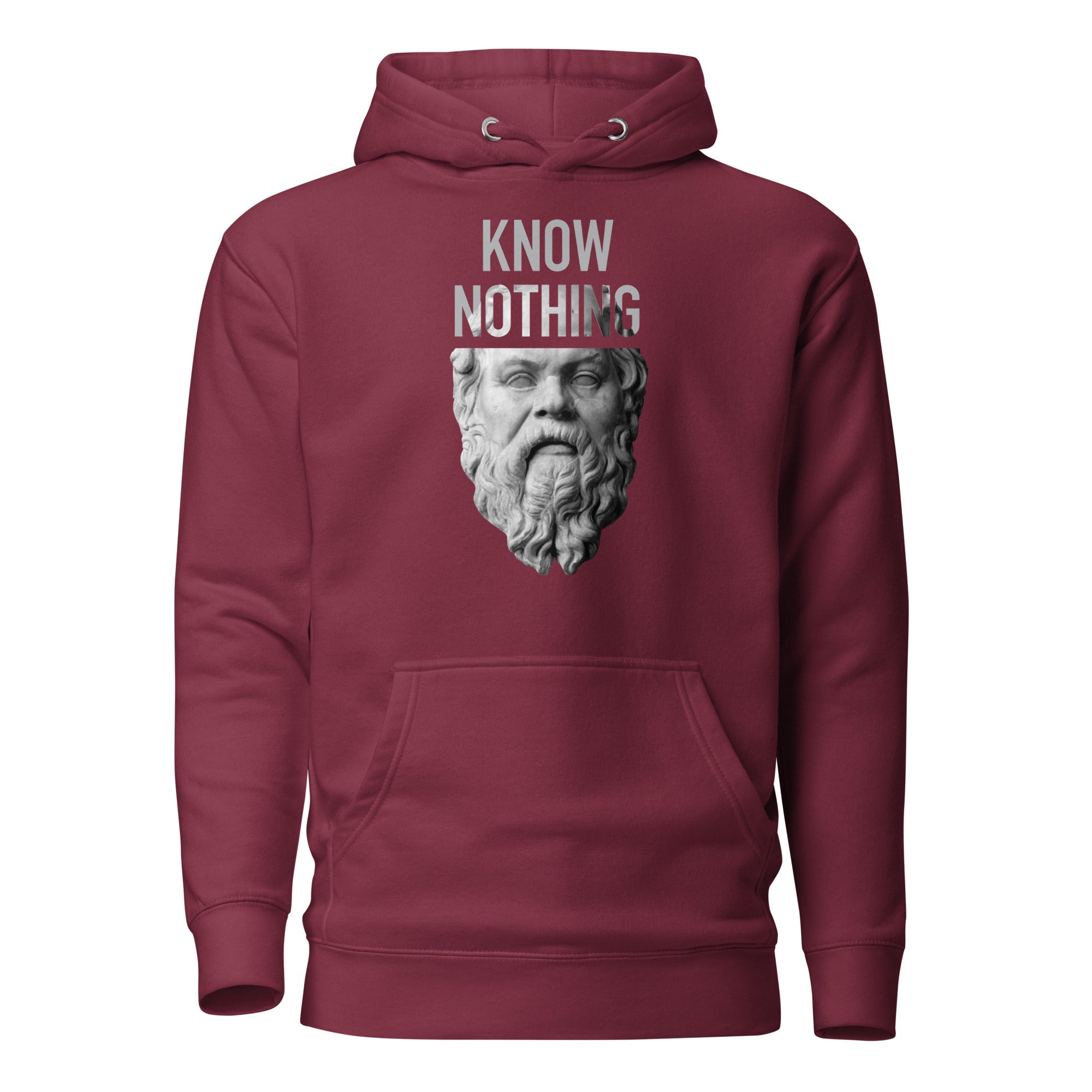 Socrates - Know Nothing - Premium Hoodie - Maroon - The Philosopher's Shirt