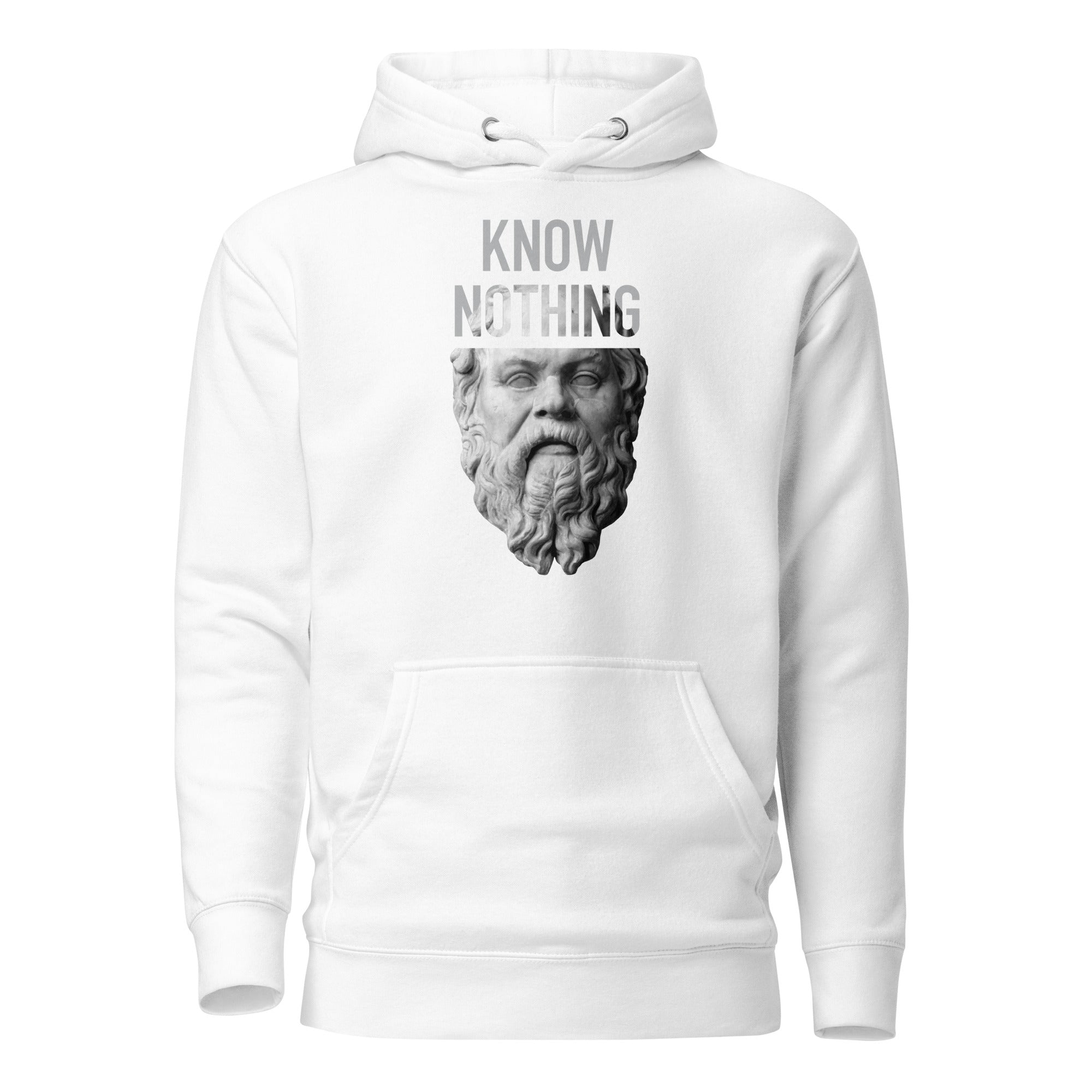 Socrates - Know Nothing - Premium Hoodie - White - The Philosopher's Shirt
