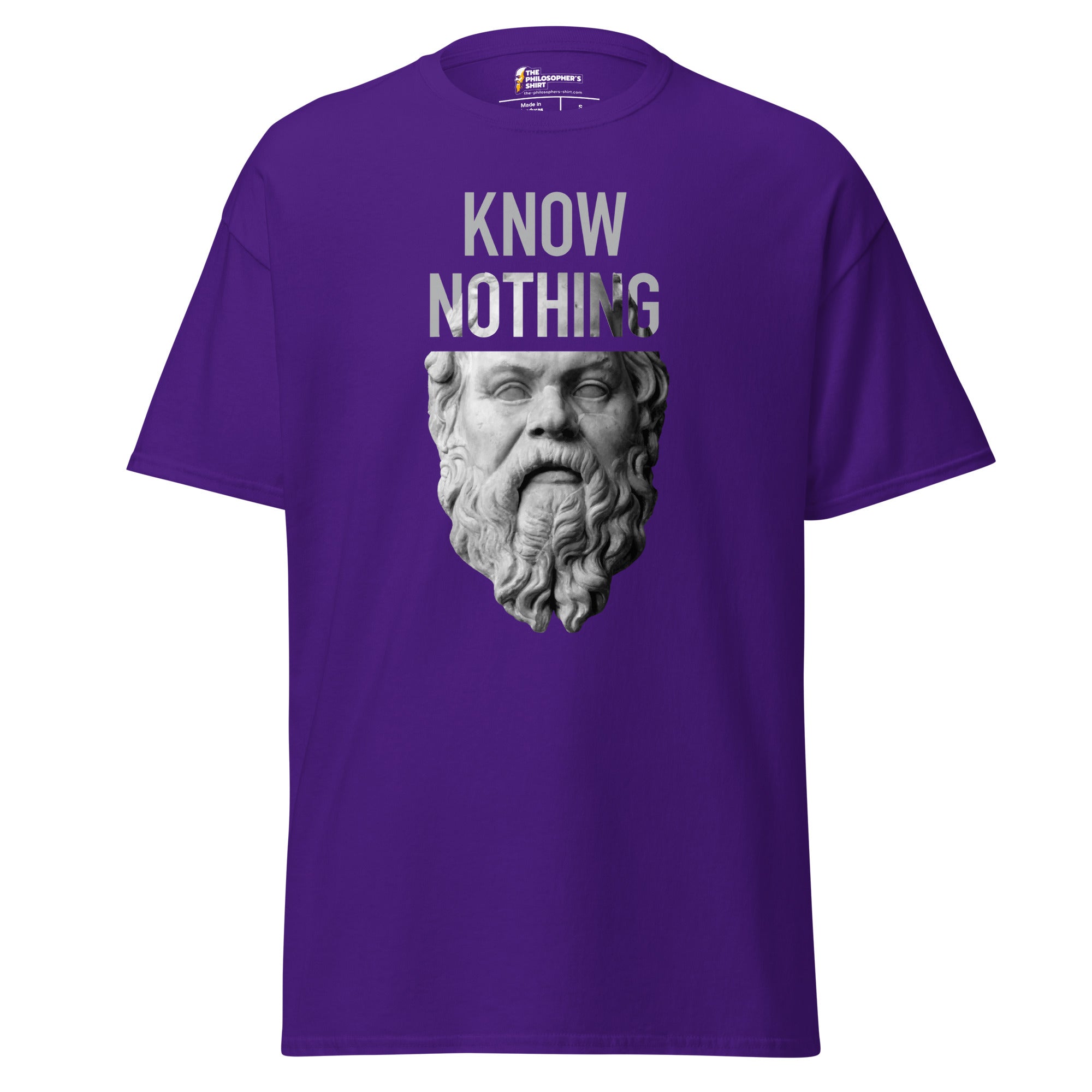 Socrates - Know Nothing - Unisex Classic T-Shirt - Purple - The Philosopher's Shirt