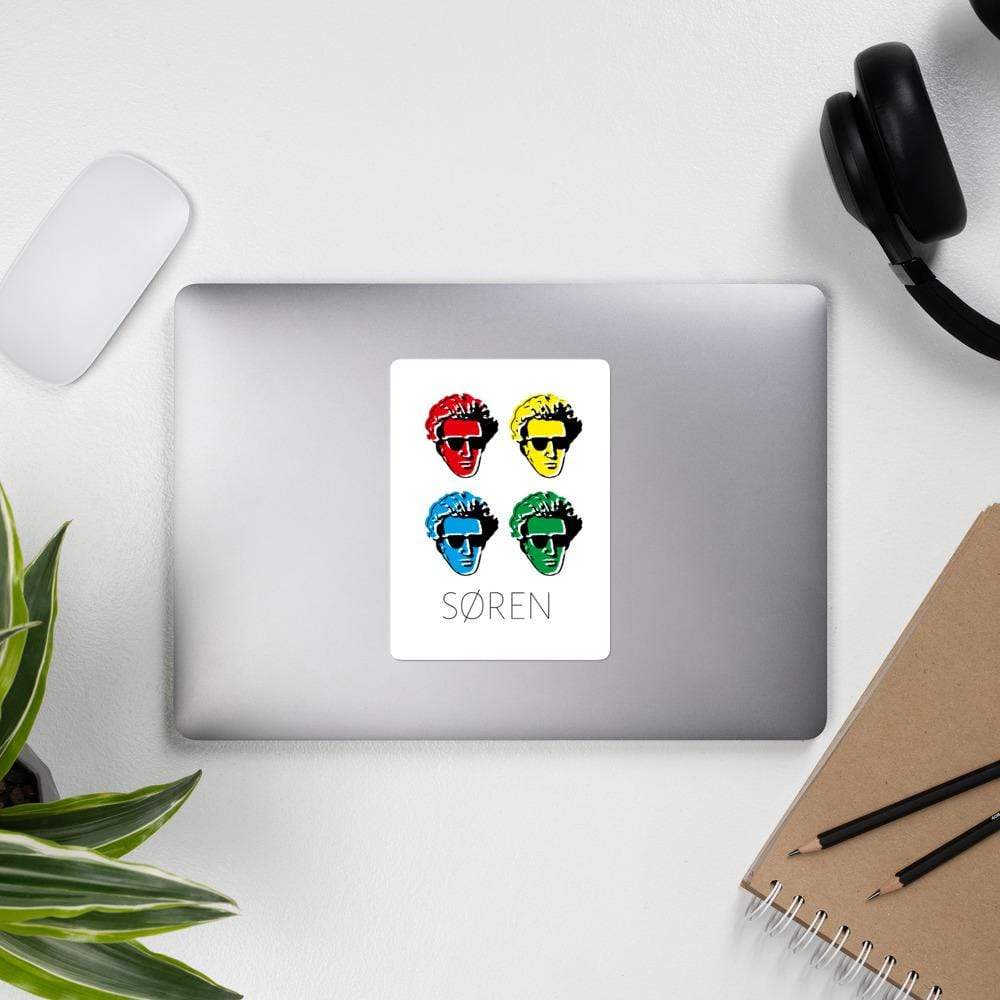 Soeren Kierkegaard Pop Art - Sticker - 14 x 14 cm | 5.5 x 5.5 inches - The Philosopher's Shirt