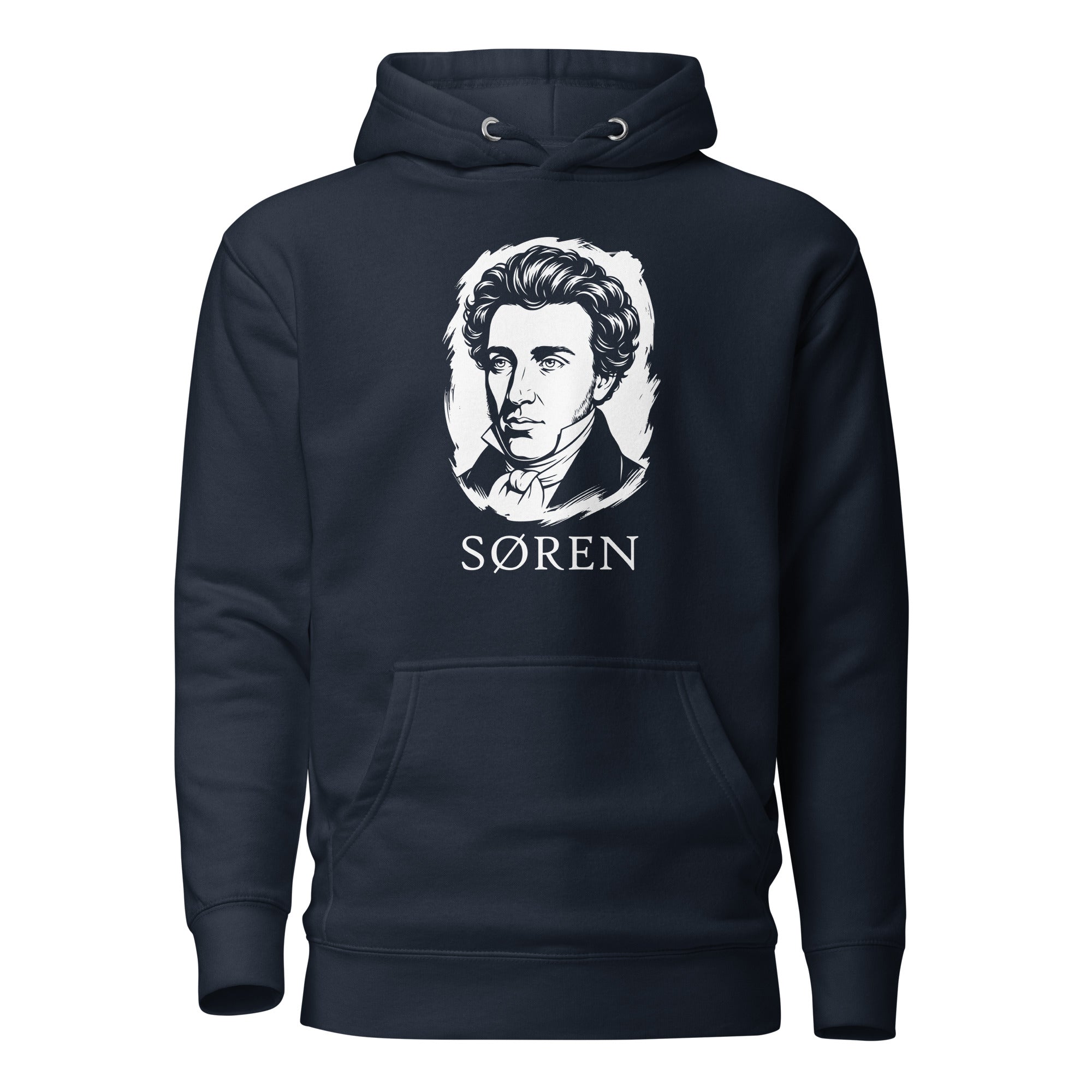 Soeren Kierkegaard Portrait - Premium Hoodie - The Philosopher's Shirt