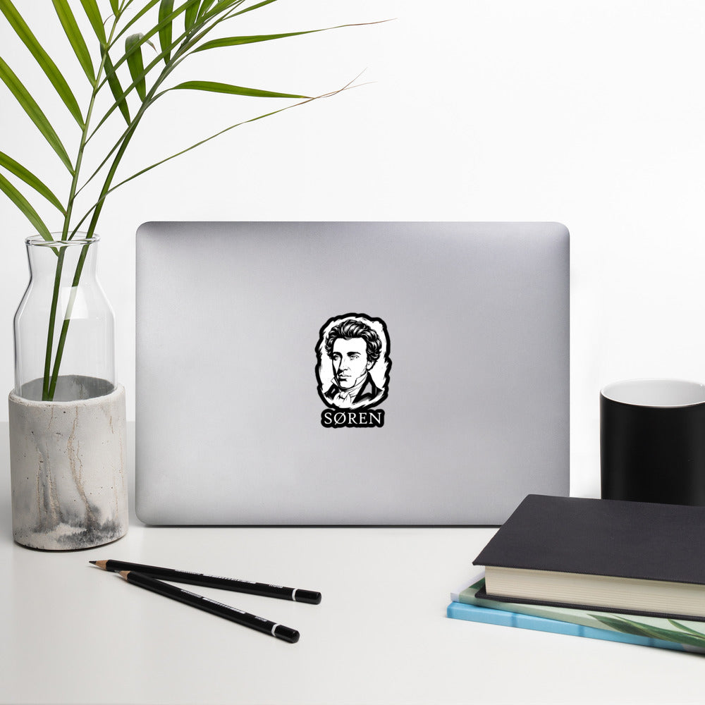 Soeren Kierkegaard Portrait - Sticker - The Philosopher's Shirt