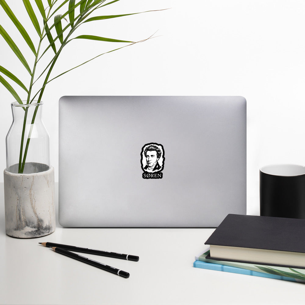 Soeren Kierkegaard Portrait - Sticker - The Philosopher's Shirt