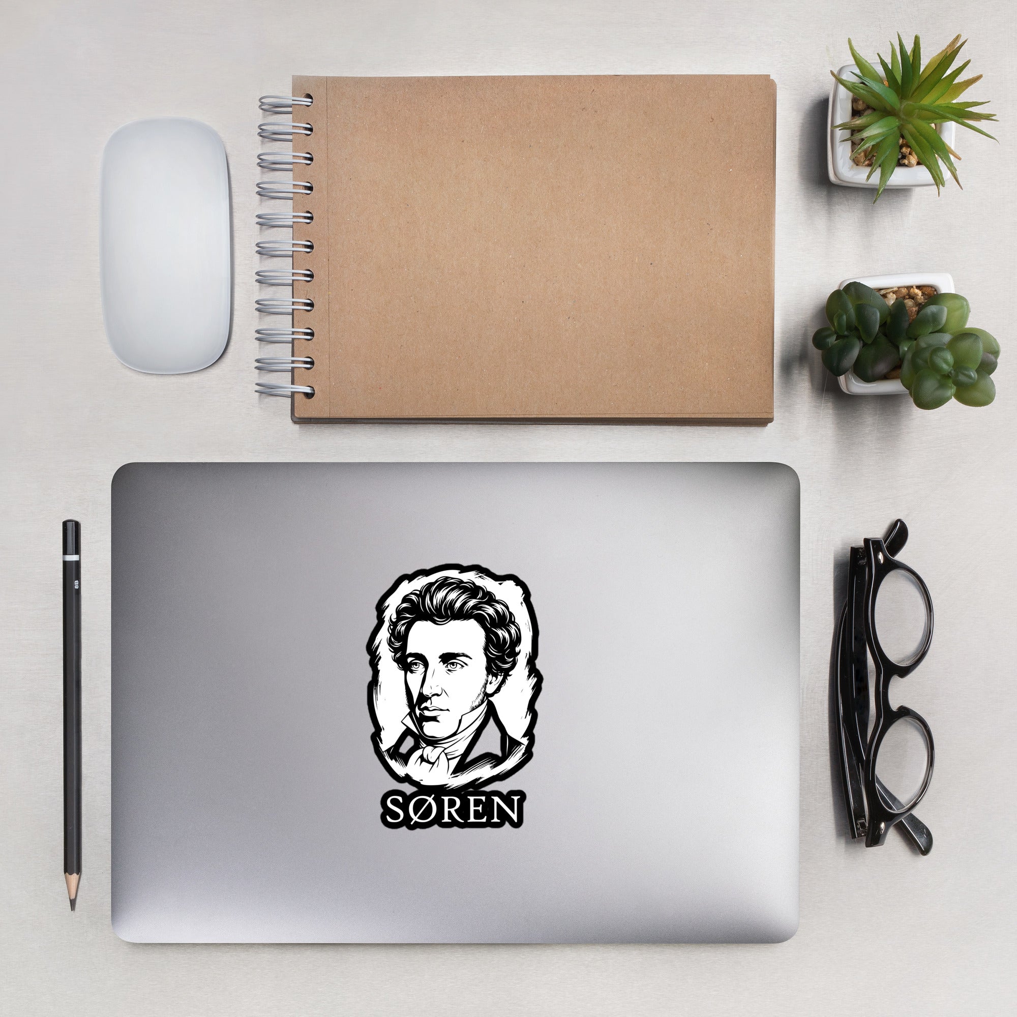 Soeren Kierkegaard Portrait - Sticker - The Philosopher's Shirt