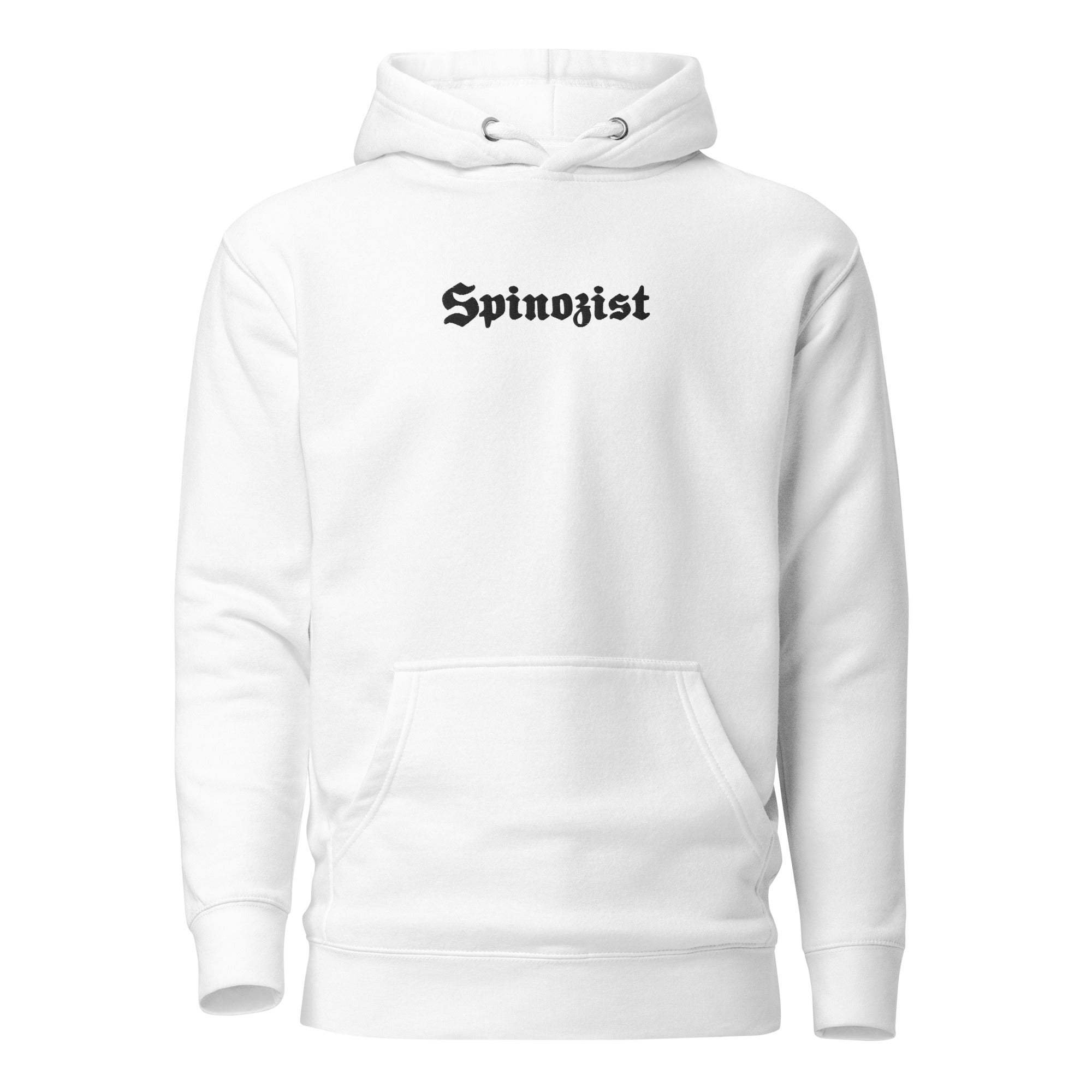 Spinozist - Ricamato - Felpa con cappuccio Premium - White - The Philosopher's Shirt