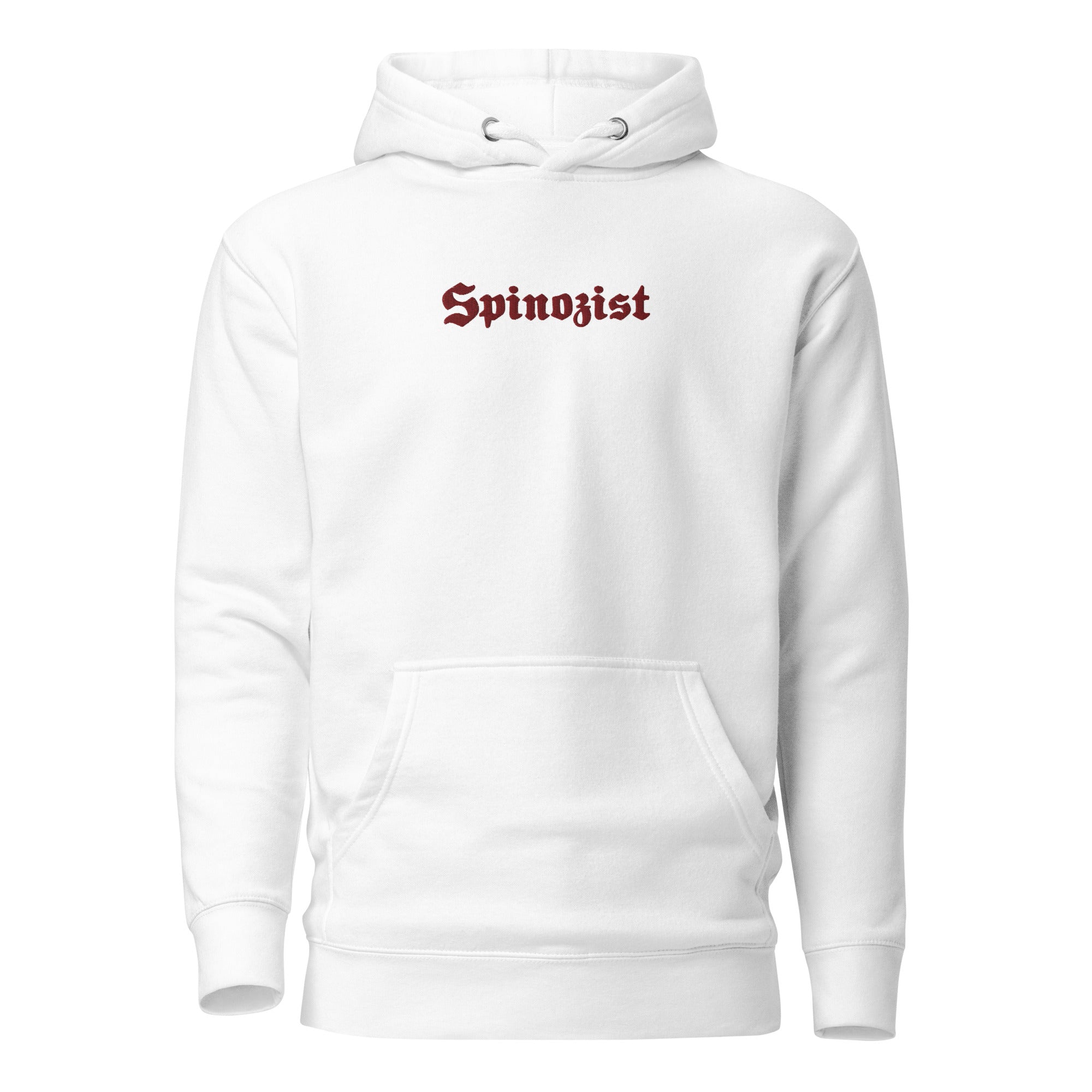 Spinozist - Embroidered - Premium Hoodie - White - The Philosopher's Shirt