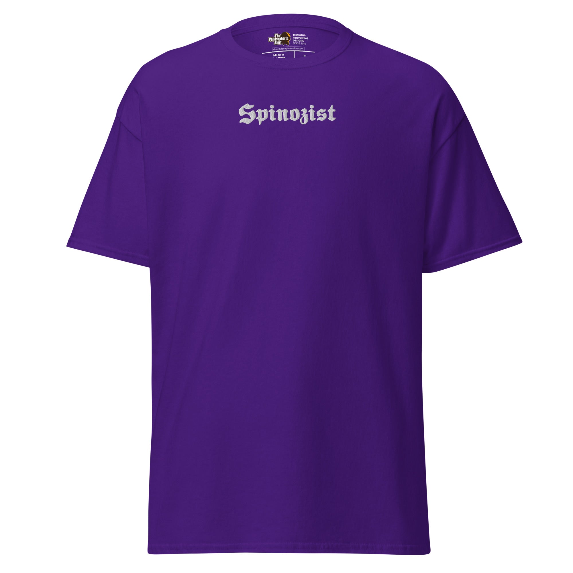 Spinozist - Embroidered - Unisex Classic T-Shirt - Purple - The Philosopher's Shirt