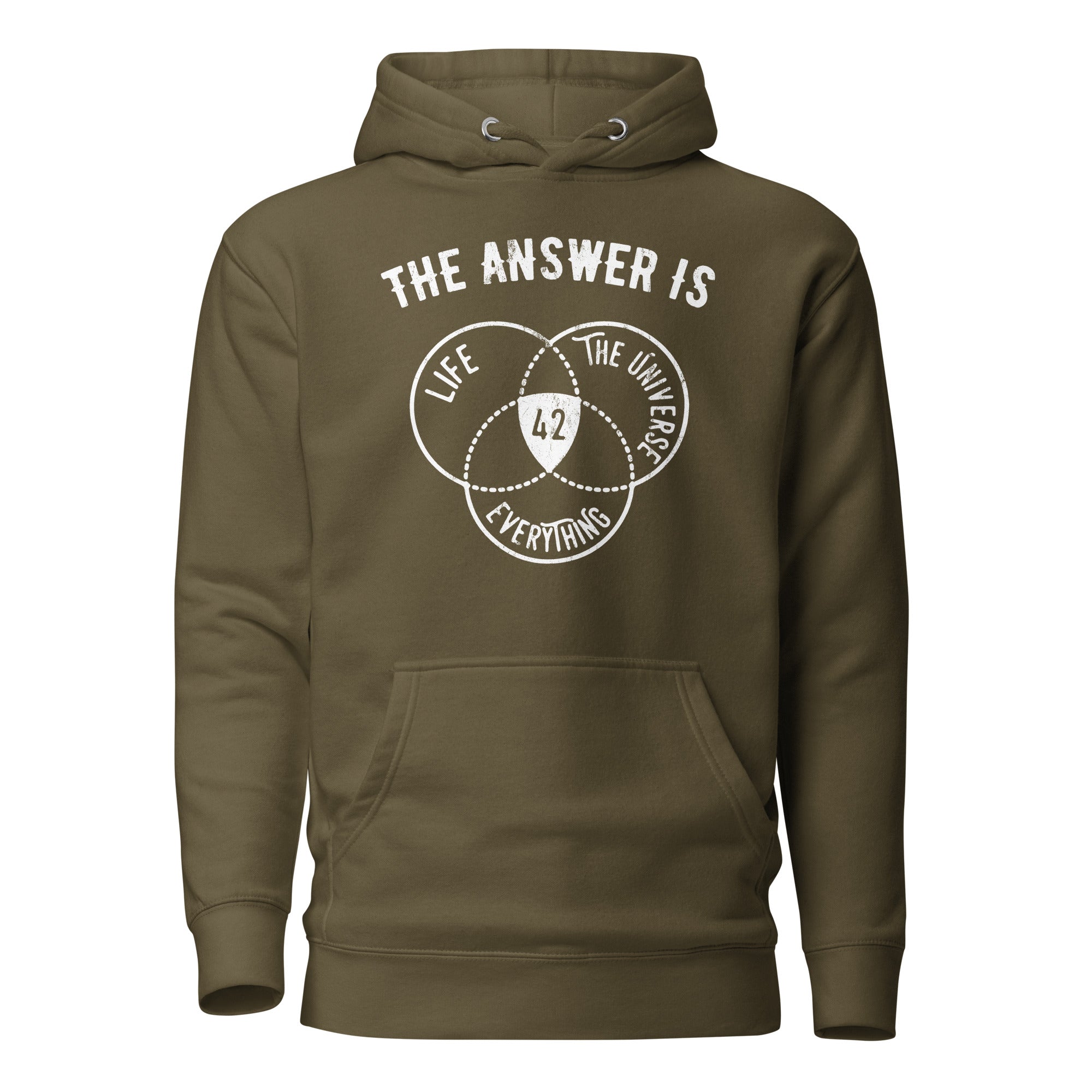 The Answer Is Always 42 - Premium Hoodie - Military Green - The Philosopher's Shirt