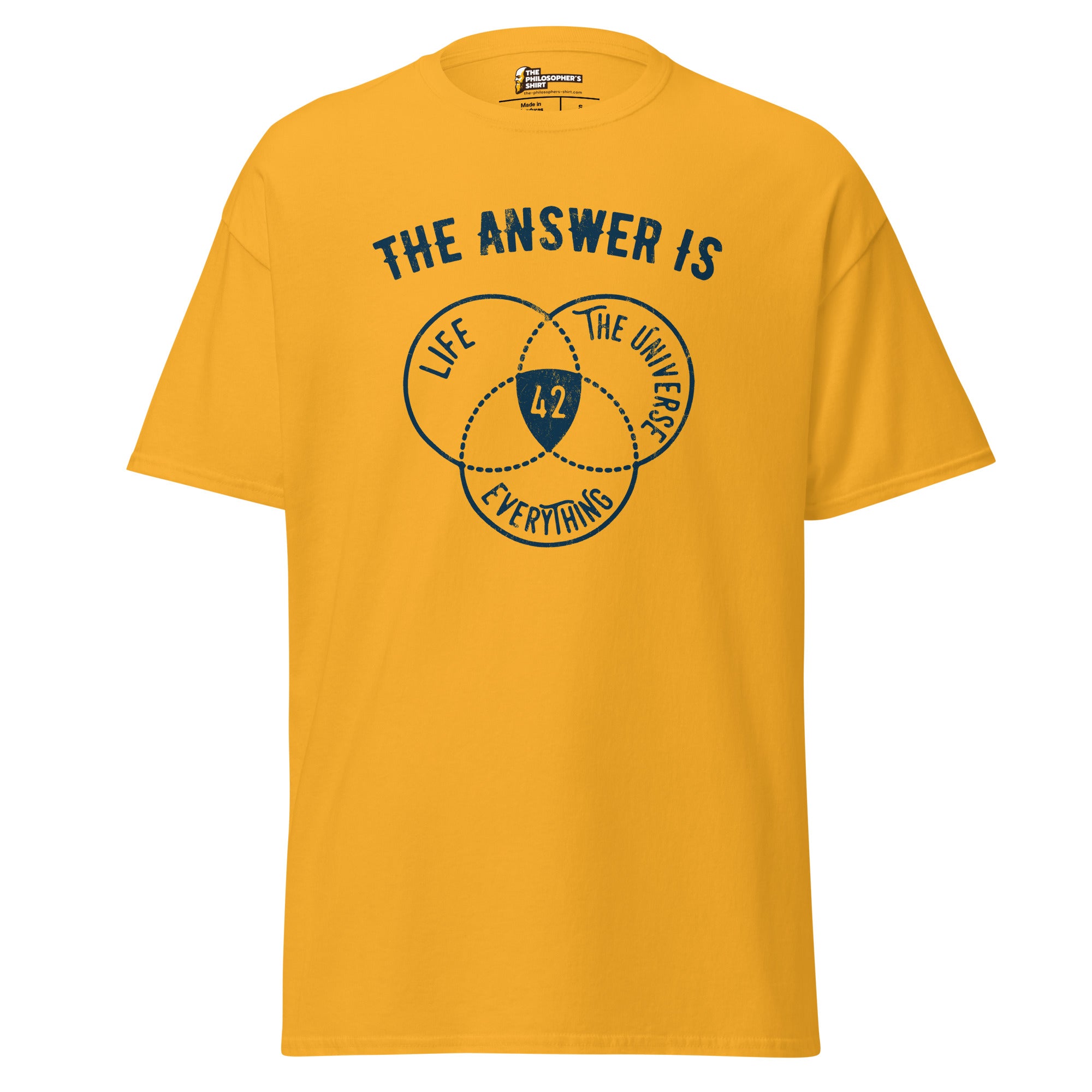 The Answer Is Always 42 - Unisex Classic T-Shirt - Gold - The Philosopher's Shirt