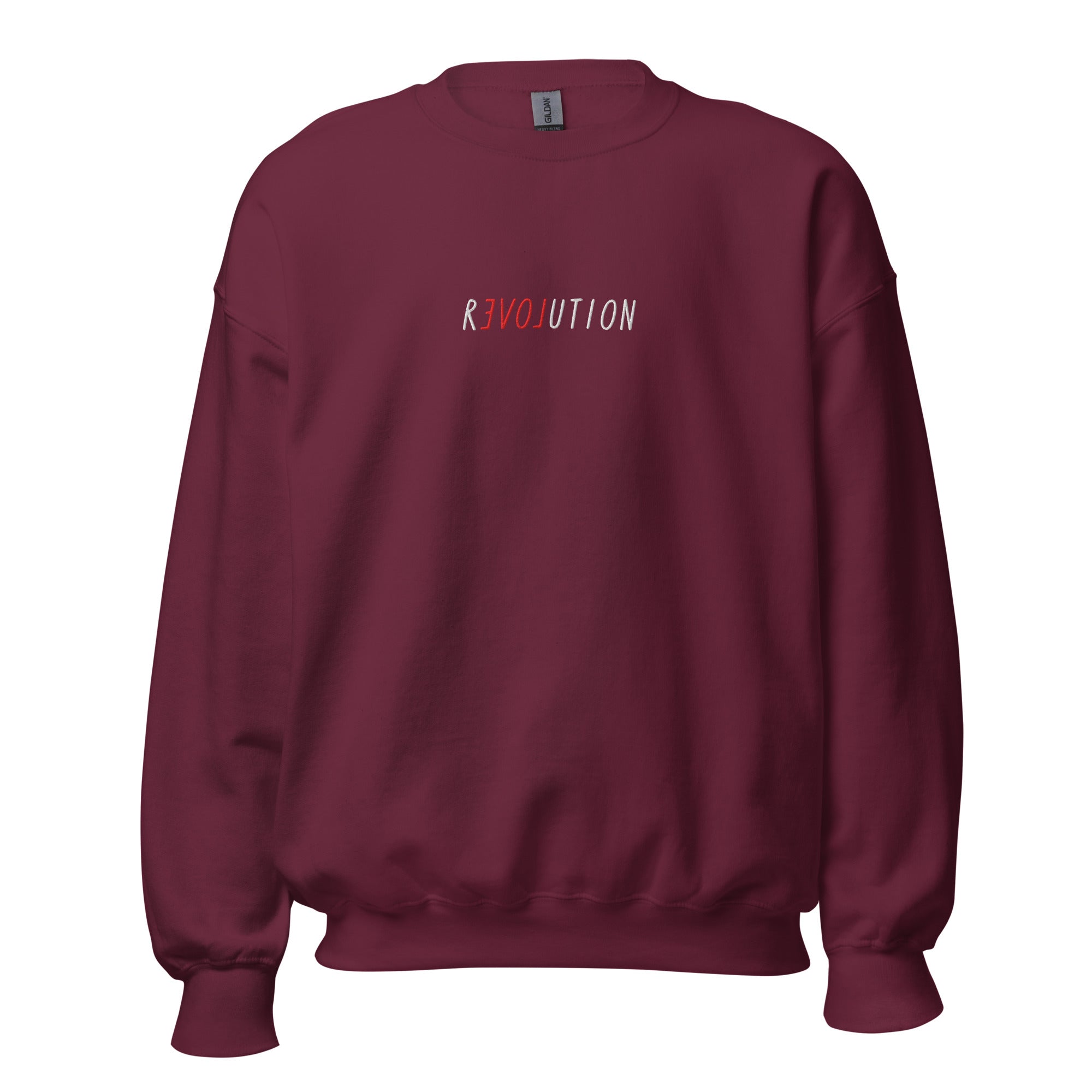 There Is Love In Revolution - Embroidered - Sweatshirt - Maroon - The Philosopher's Shirt