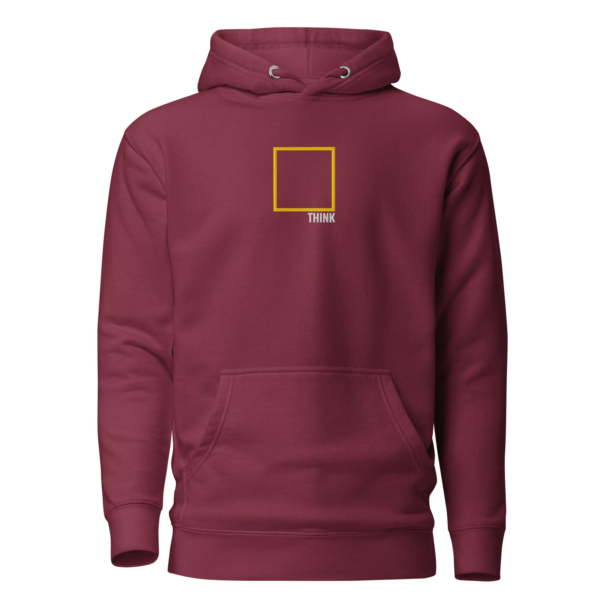 Think Outside the Box - Embroidered - Premium Hoodie - Maroon - The Philosopher's Shirt