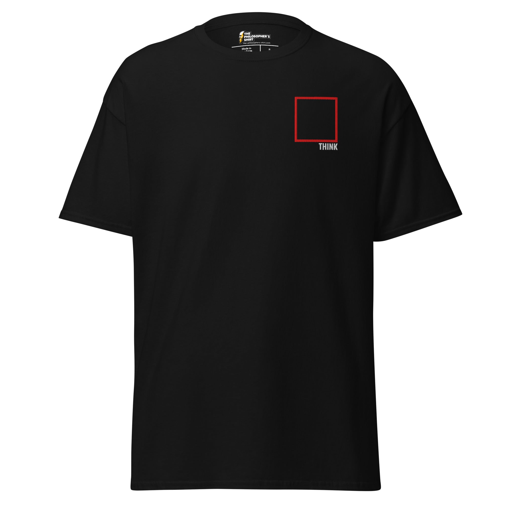 Think Outside the Box - Embroidered - Unisex Classic T-Shirt - Black - The Philosopher's Shirt