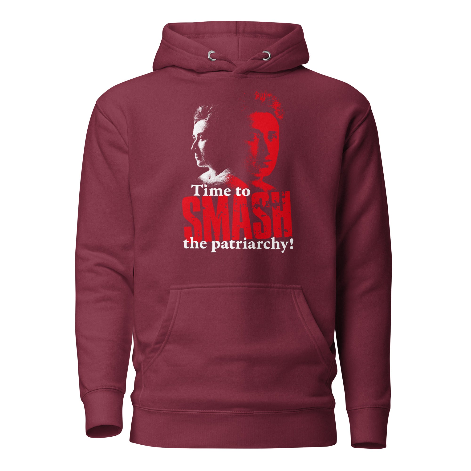 Time to SMASH the patriarchy! by Rosa Luxemburg - Premium Hoodie - Maroon - The Philosopher's Shirt