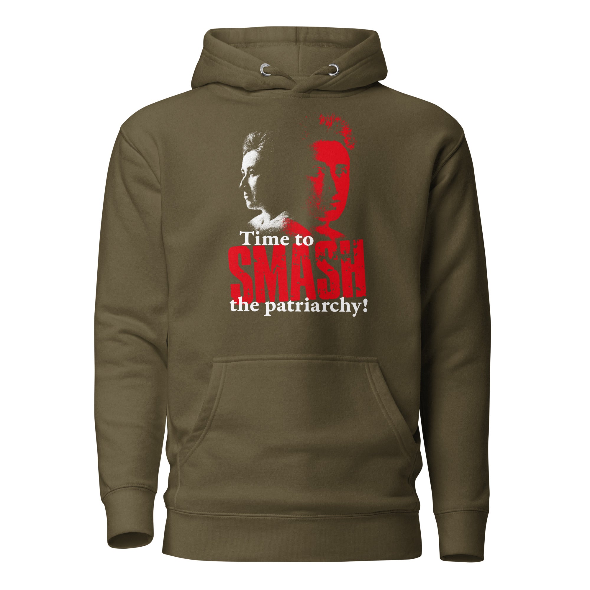 Time to SMASH the patriarchy! by Rosa Luxemburg - Premium Hoodie - Military Green - The Philosopher's Shirt