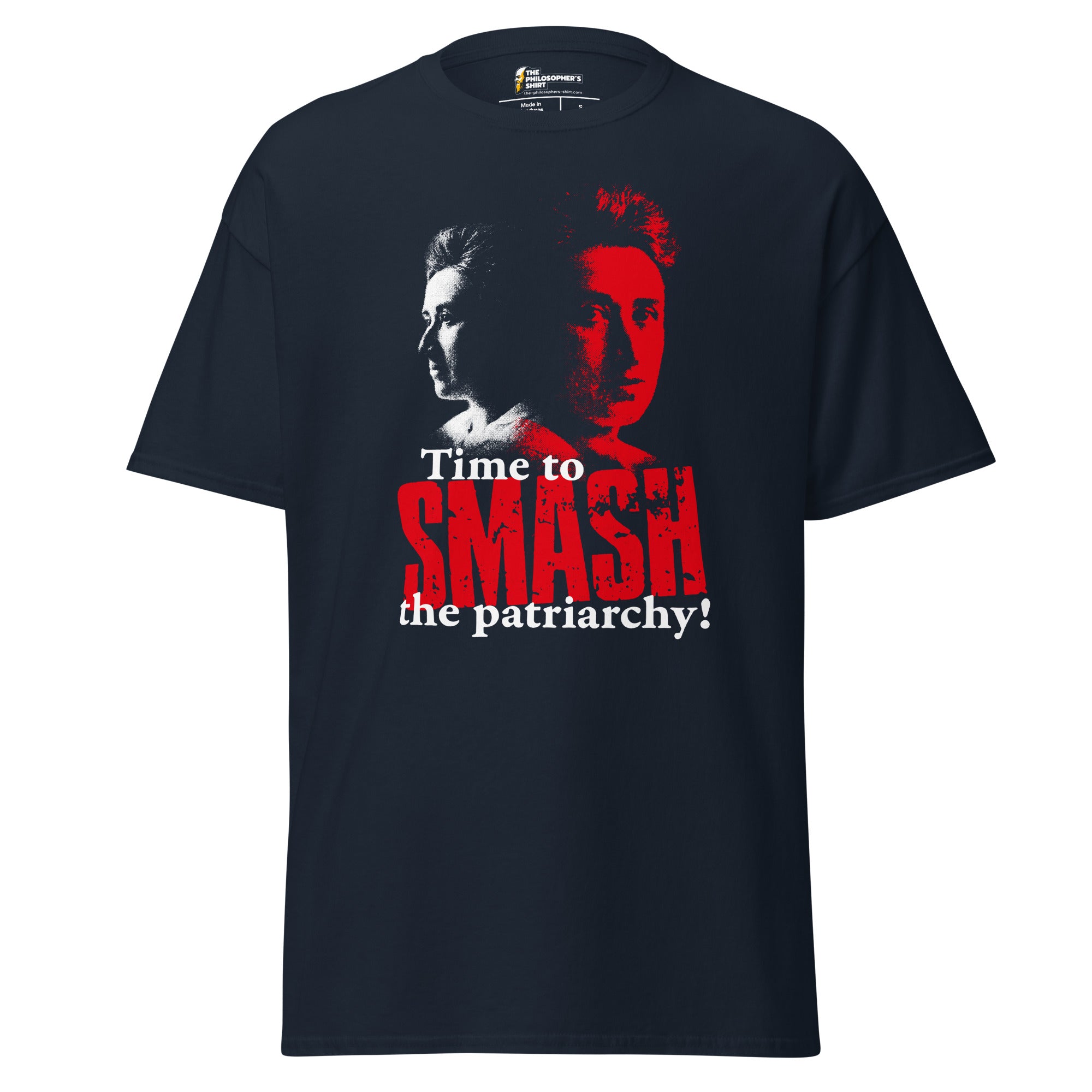 Time to SMASH the patriarchy! by Rosa Luxemburg - Unisex Classic T-Shirt - Navy - The Philosopher's Shirt