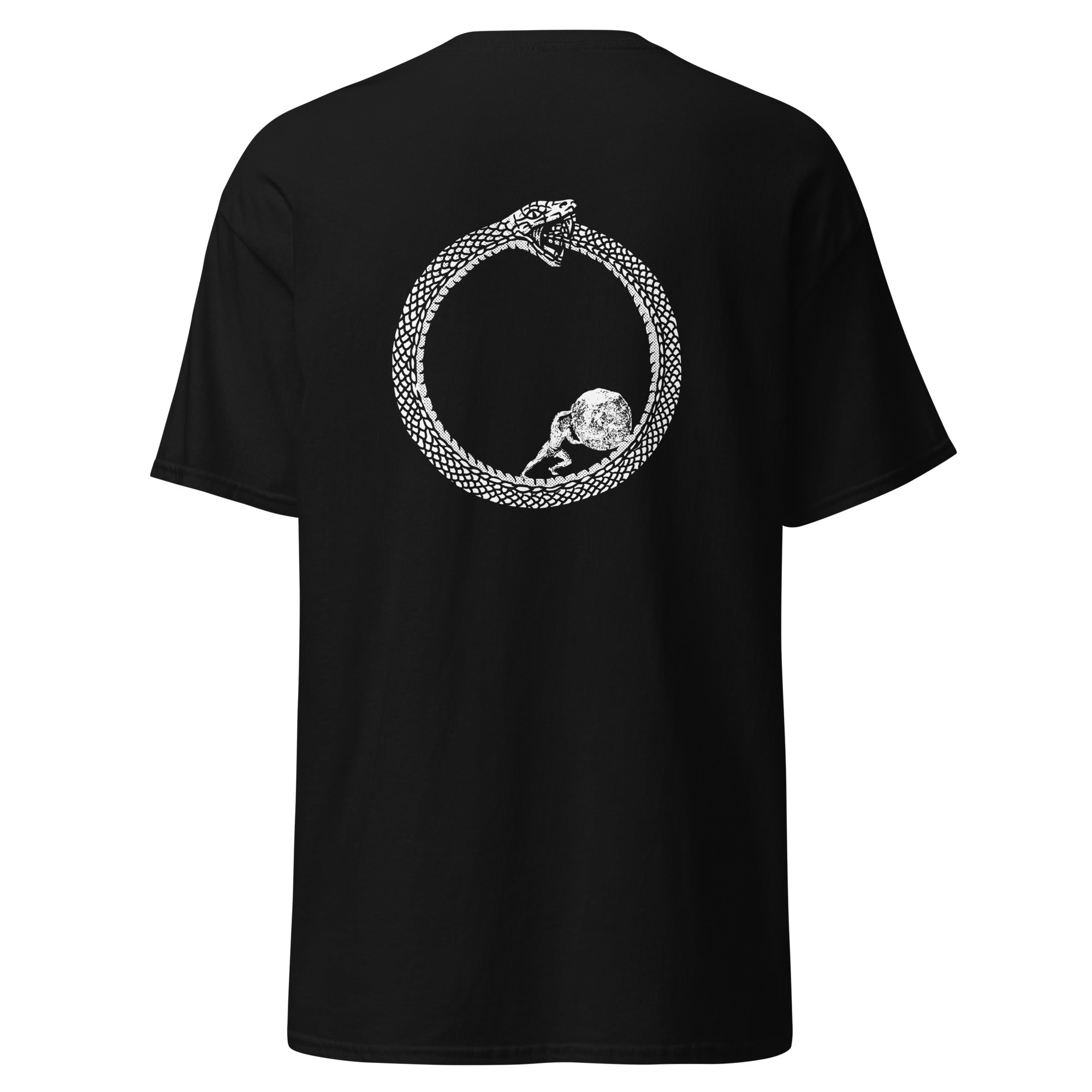 Sisyphus in Ouroboros - Back Print - Unisex Classic T-Shirt - The Philosopher's Shirt