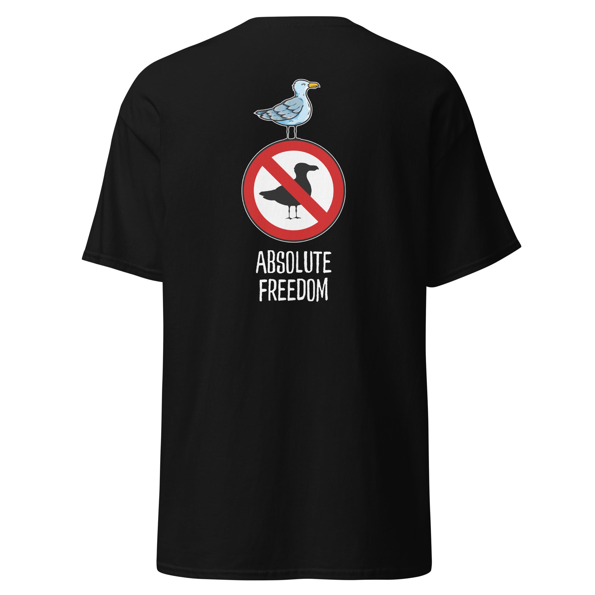 Sartre - Absolute Freedom Seagull - Back Print - Unisex Classic T-Shirt - The Philosopher's Shirt