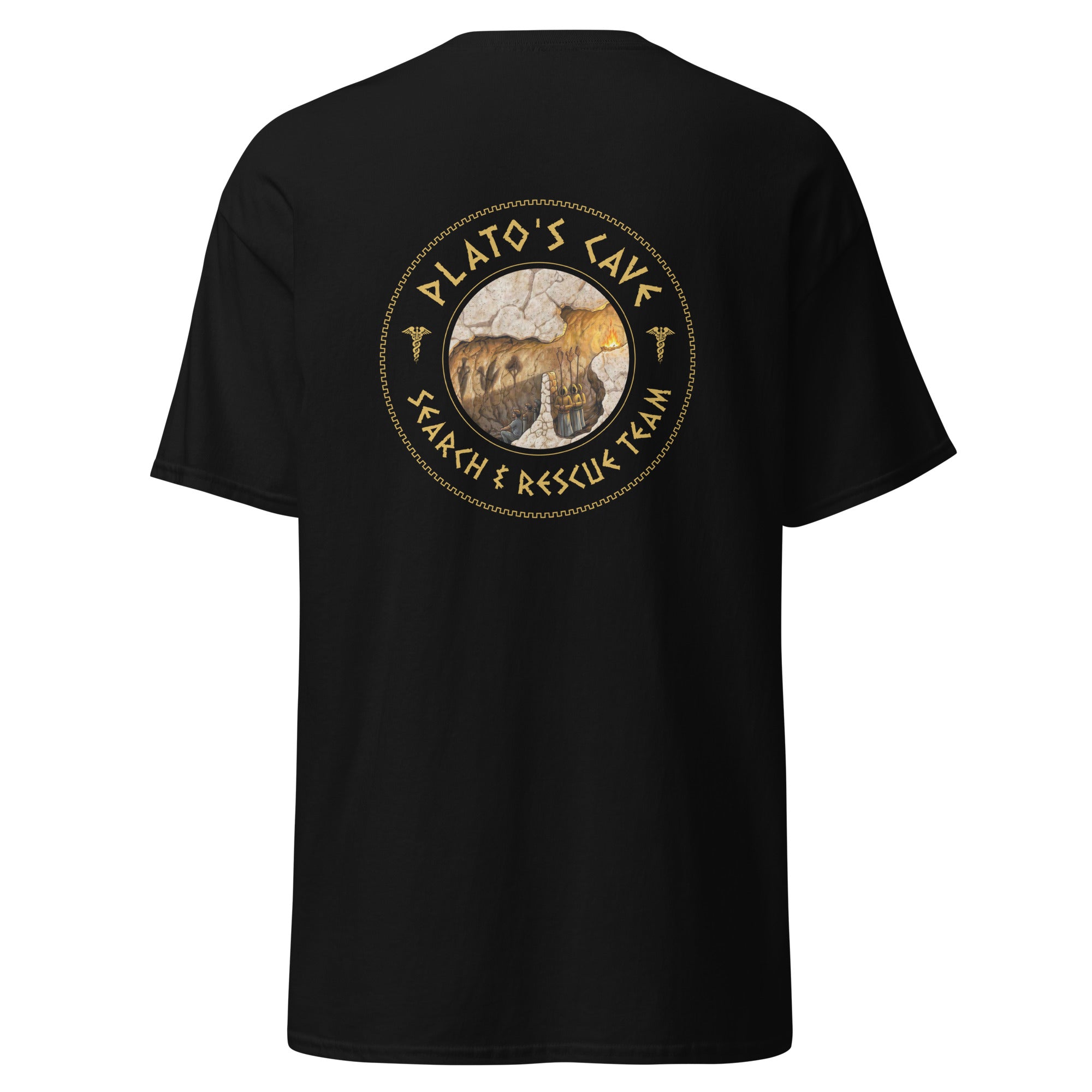 Plato's Cave: Search & Rescue Team - Meme Edition - Back Print - Unisex Classic T-Shirt - The Philosopher's Shirt