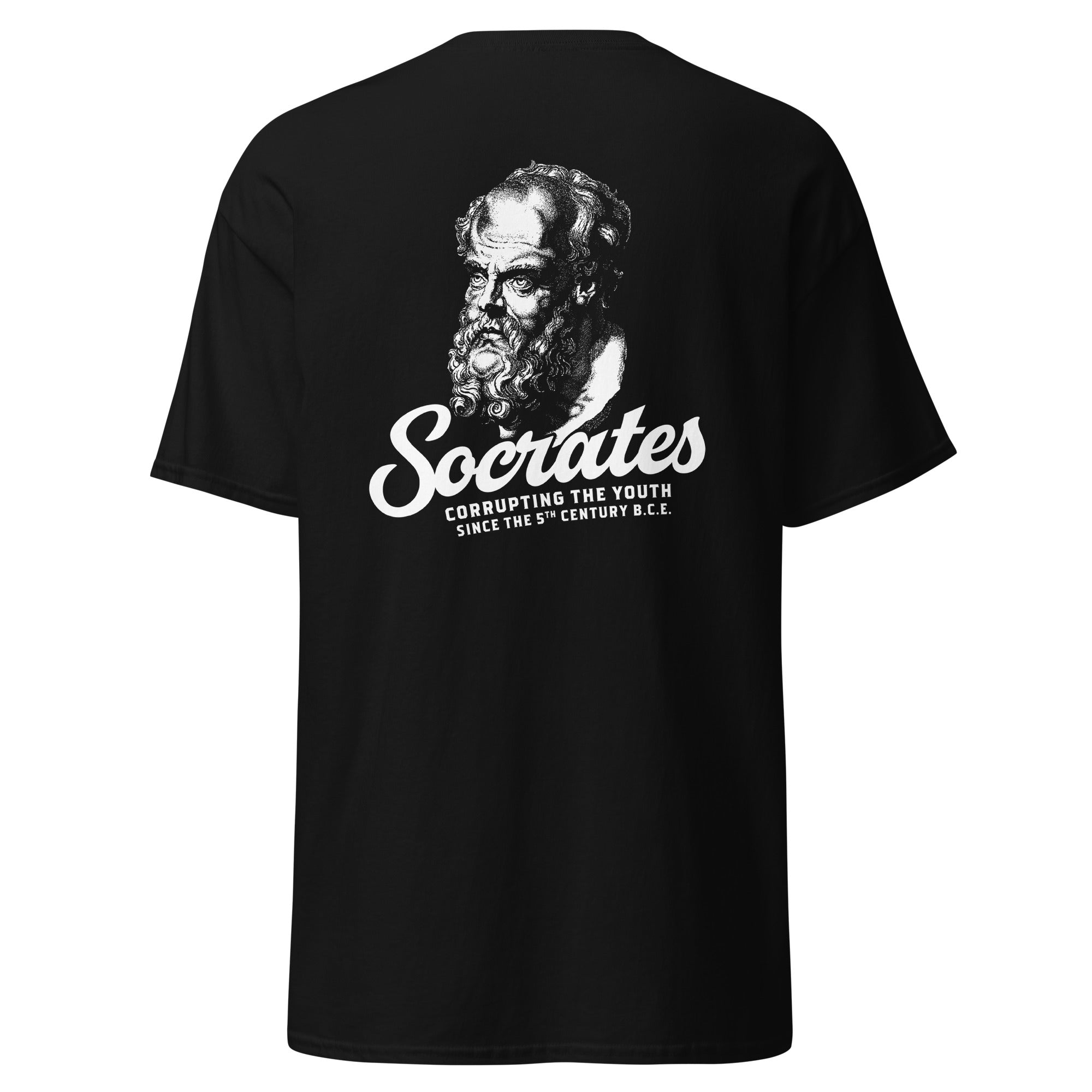 Socrates - Corrupting the youth - Back Print - Unisex Classic T-Shirt - The Philosopher's Shirt