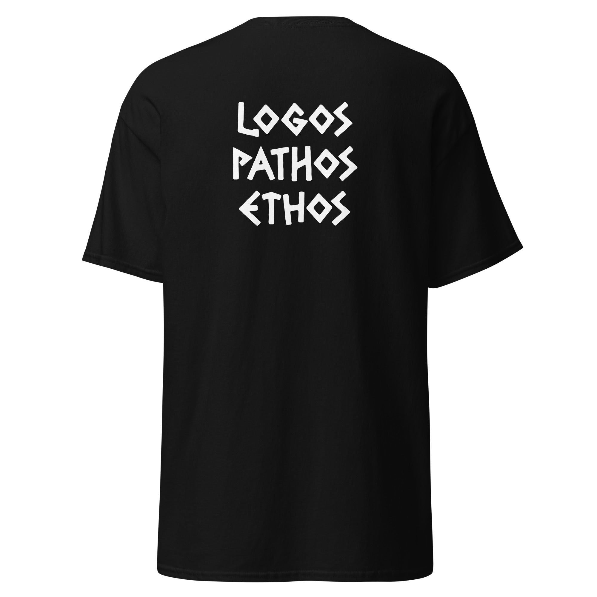 Logos Pathos Ethos - Back Print - Unisex Classic T-Shirt - The Philosopher's Shirt