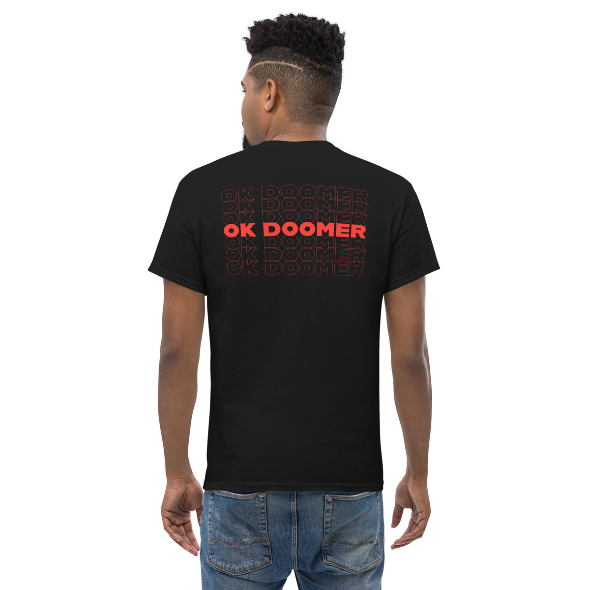 OK DOOMER - Back Print - Unisex Classic T-Shirt - The Philosopher's Shirt