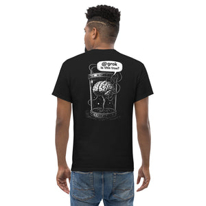 Brain in a vat asking AI - Back Print - Unisex Classic T-Shirt