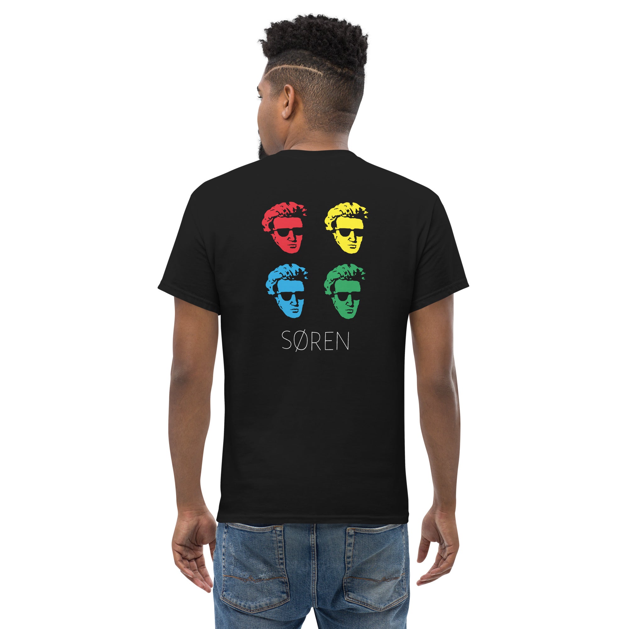 Soeren Kierkegaard Pop Art - Back Print - Unisex Classic T-Shirt - The Philosopher's Shirt