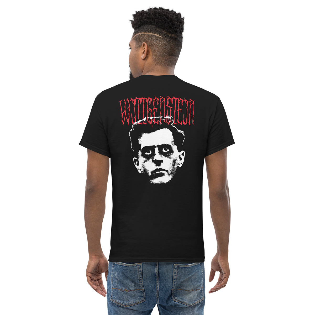 Metal Philosophers - Wittgenstein - Back Print - Unisex Classic T-Shirt - The Philosopher's Shirt