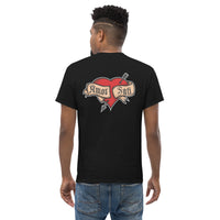 Nietzsche Fatalism Amor Fati Tattoo Heart - Back Print - Unisex Classic T-Shirt - Black / S
