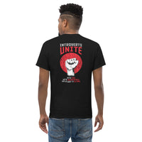 Introverts unite! - Back Print - Unisex Classic T-Shirt - Black / S