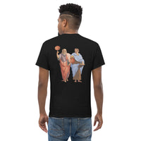 Aristotle and Plato with Basketballs - Back Print - Unisex Classic T-Shirt - Black / S