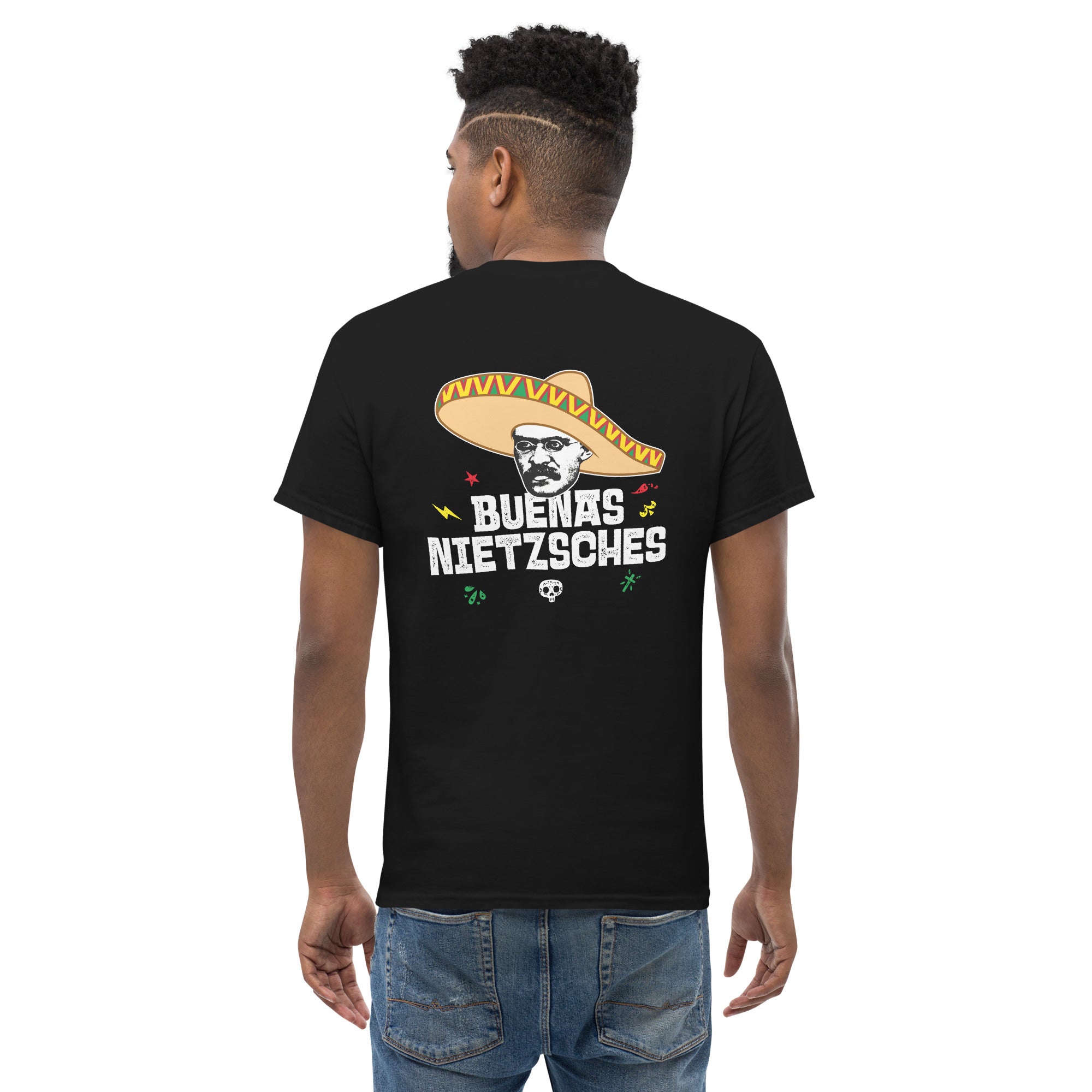 Buenas Nietzsches - Back Print - Unisex Classic T-Shirt - The Philosopher's Shirt