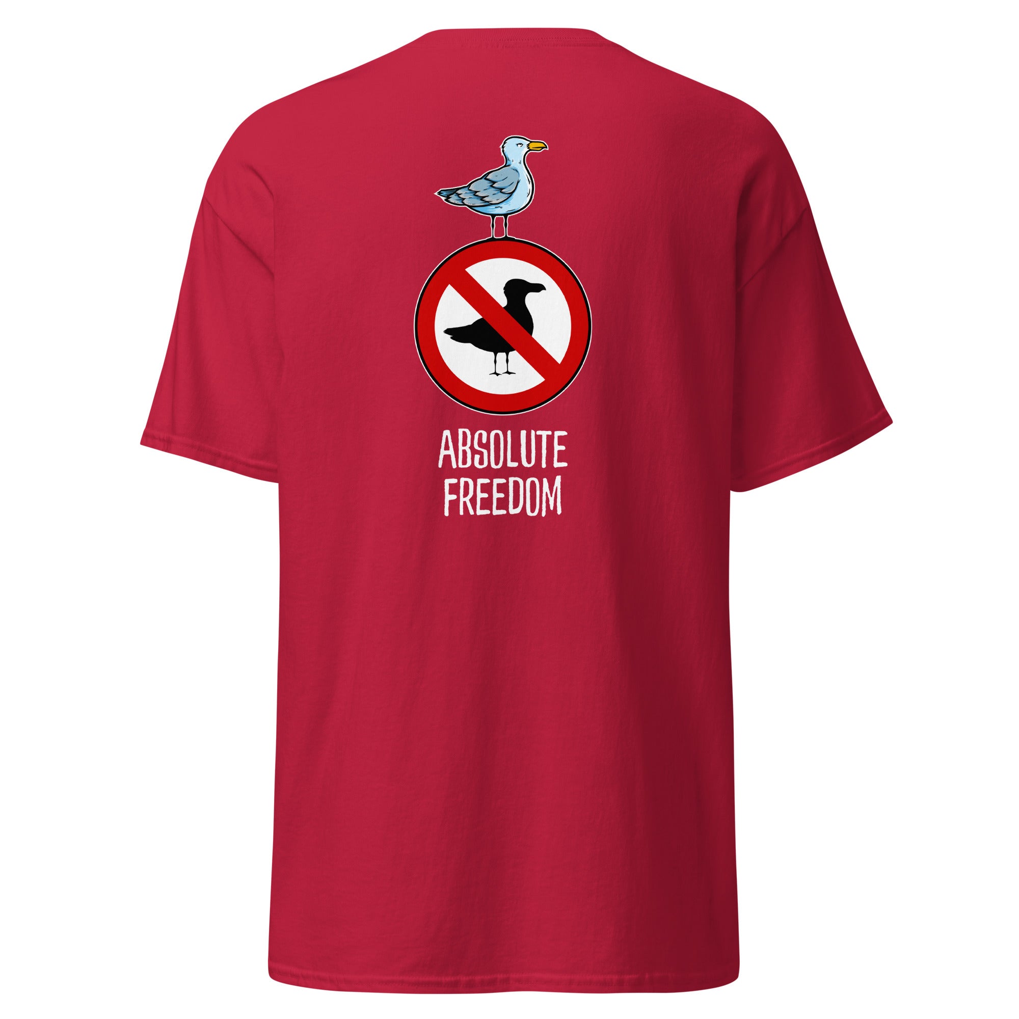 Sartre - Absolute Freedom Seagull - Back Print - Unisex Classic T-Shirt - The Philosopher's Shirt