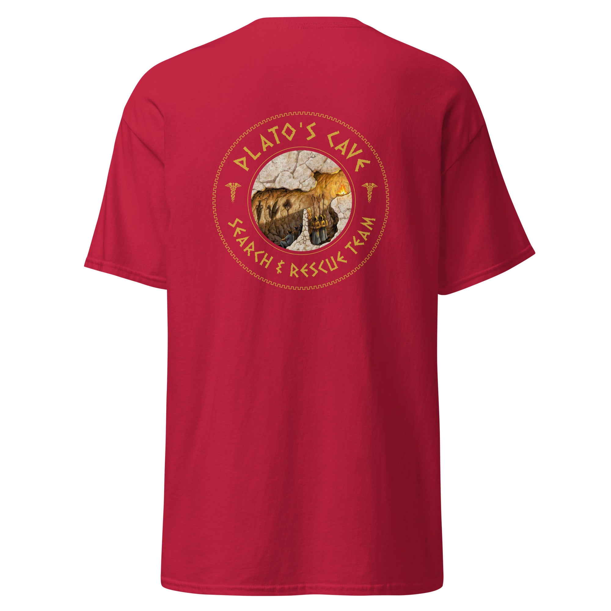 Plato's Cave: Search & Rescue Team - Meme Edition - Back Print - Unisex Classic T-Shirt - The Philosopher's Shirt